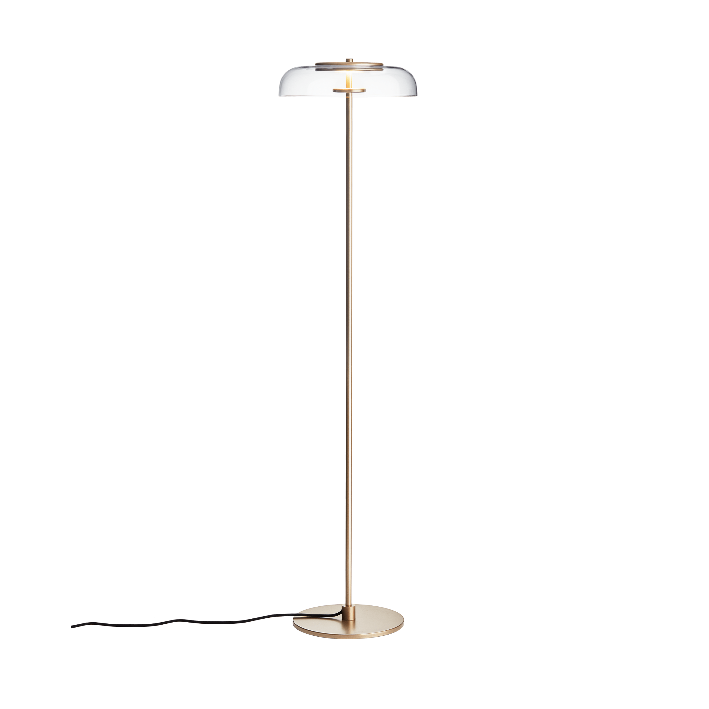 Stojací lampa BLOSSI zlatá s průhledným sklem