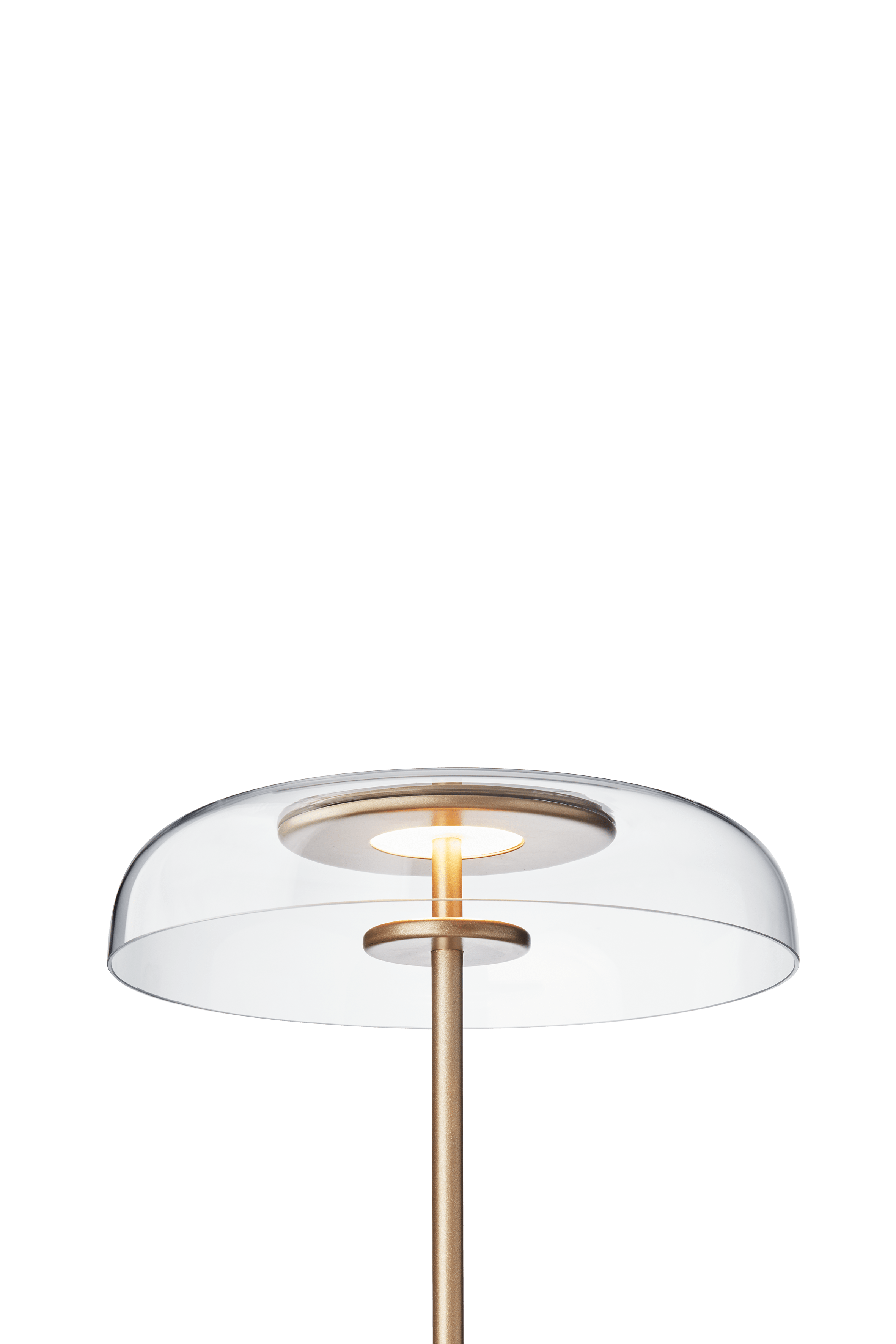 Stojací lampa BLOSSI zlatá s průhledným sklem