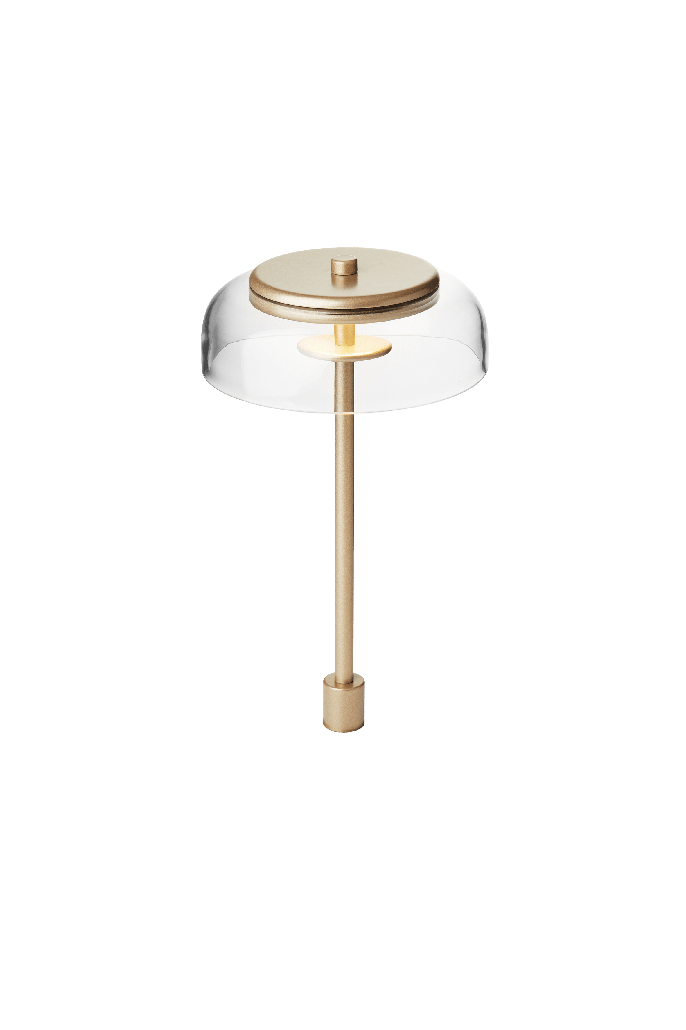 Stolní lampa BLOSSI zlatá s průhledným sklem