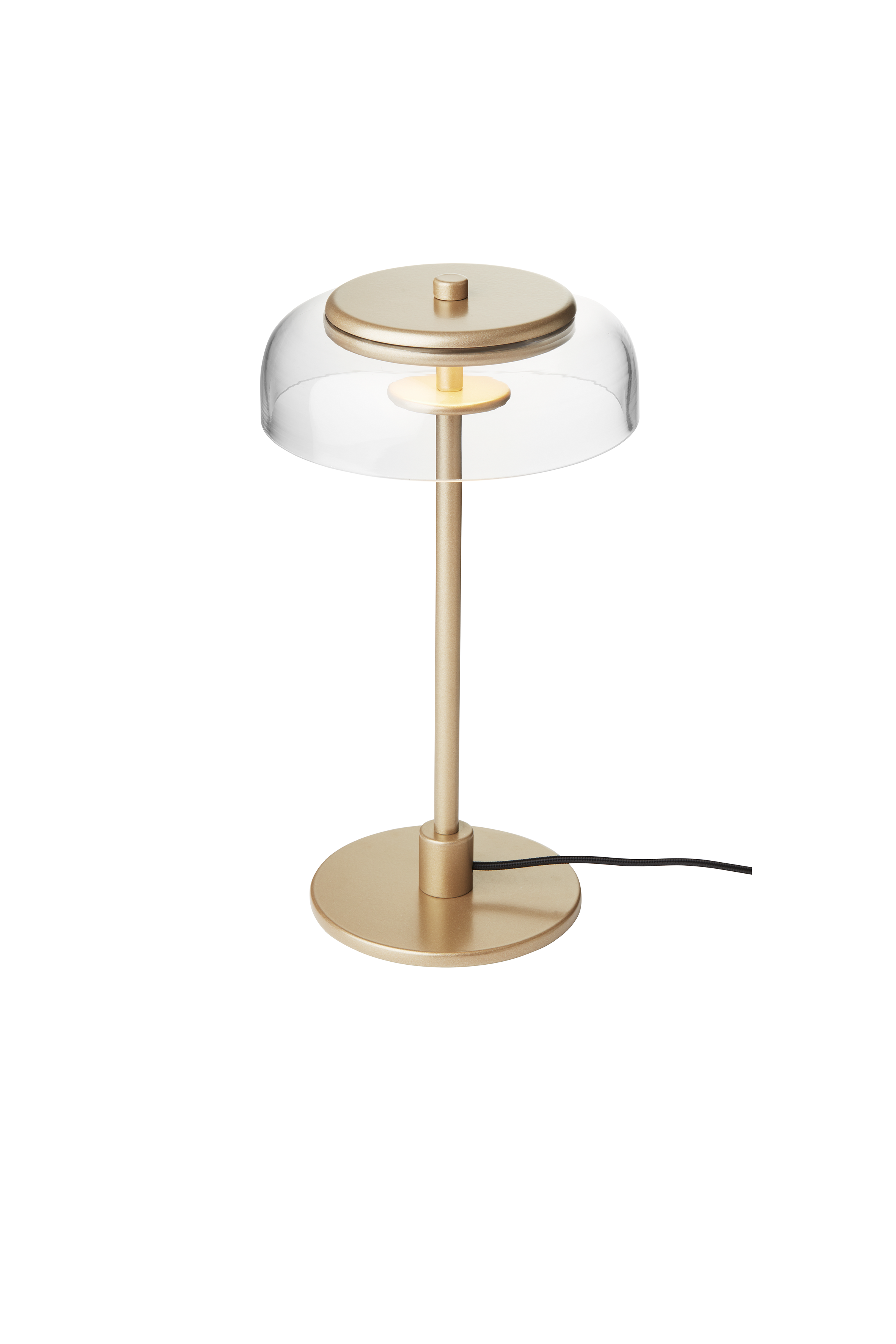 Stolní lampa BLOSSI zlatá s průhledným sklem