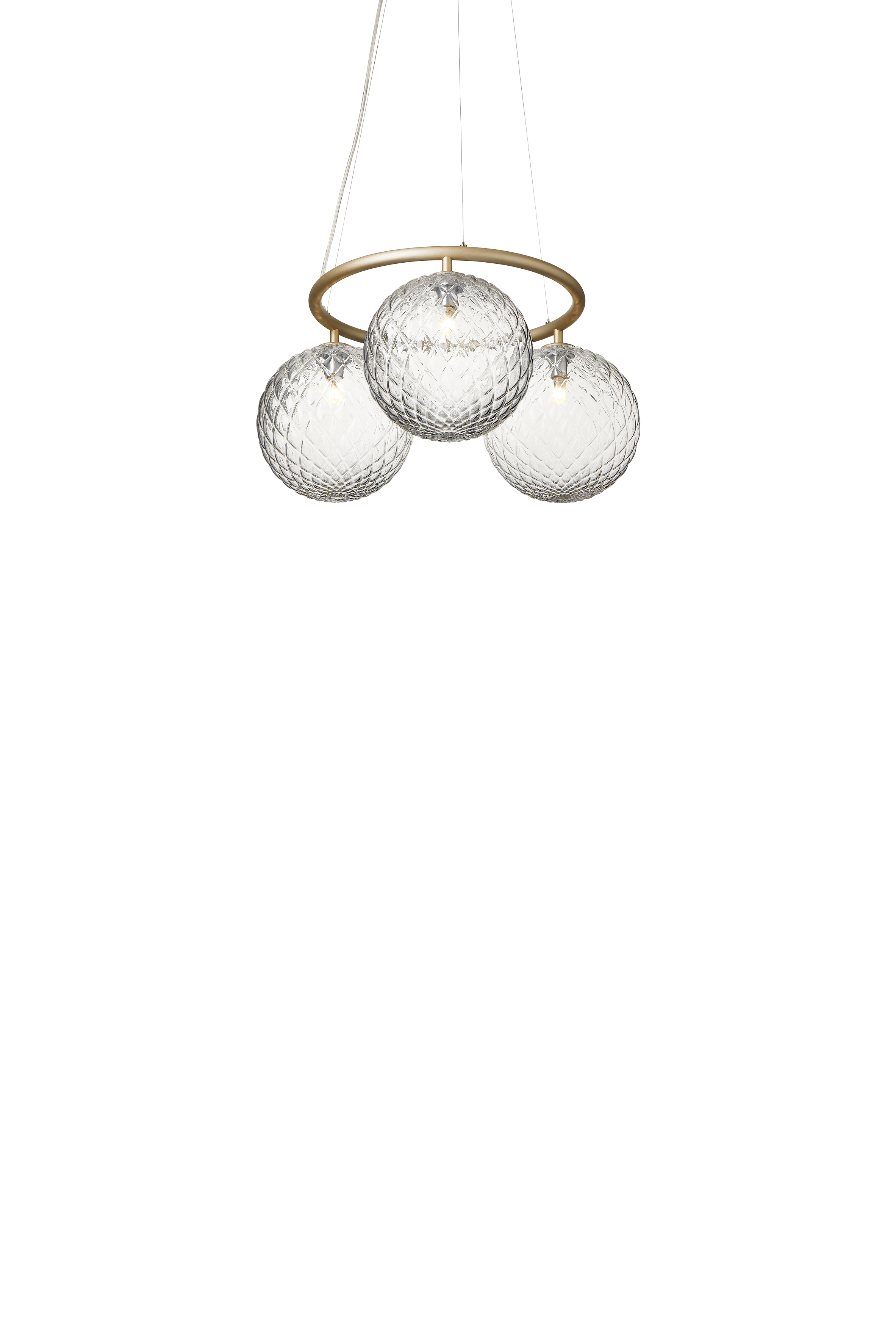 Závěsná lampa MIIRA 3 CIRCULAR mosazná s transparentním sklem