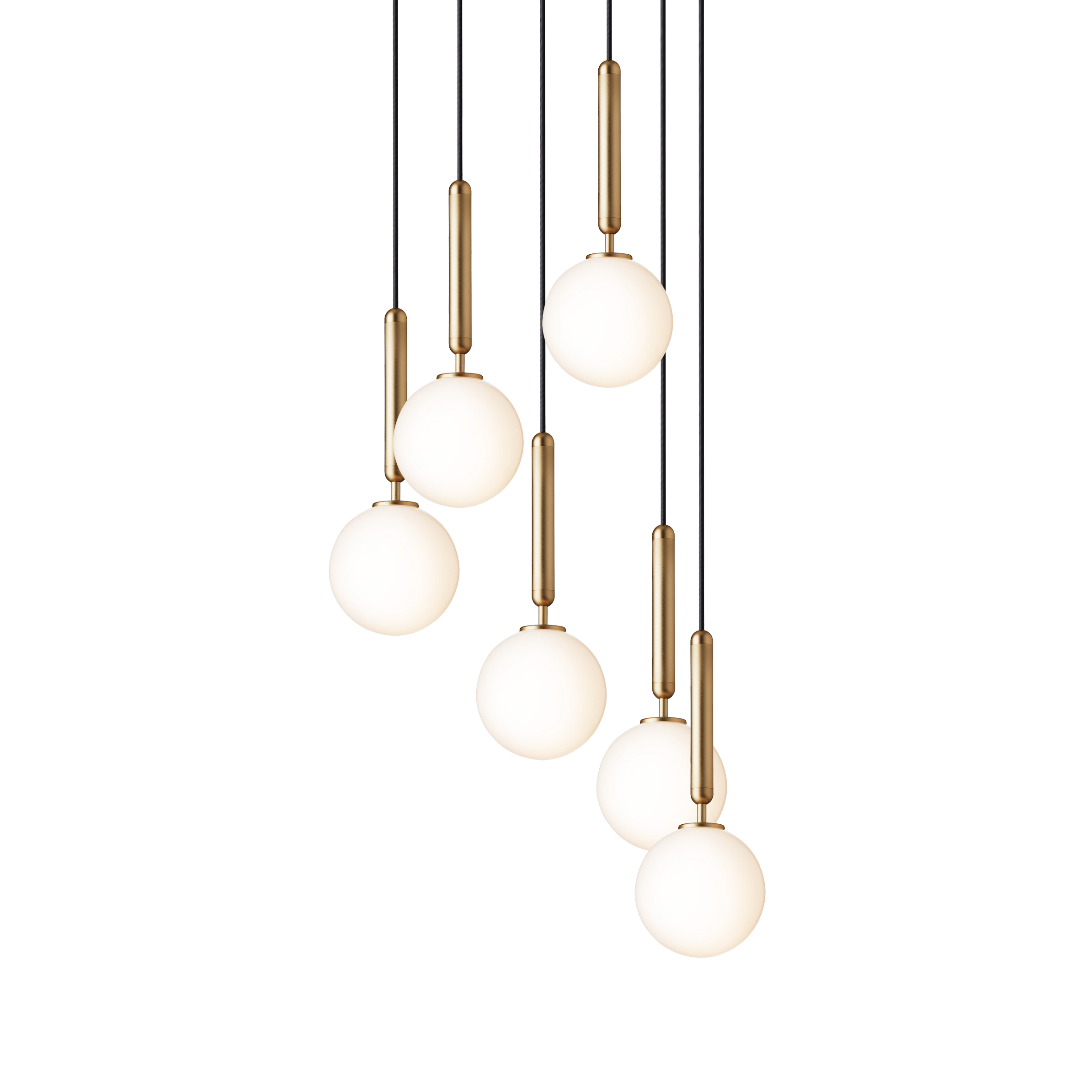 MIIRA 6 Pendant Lamp in Brass with Opal Glass