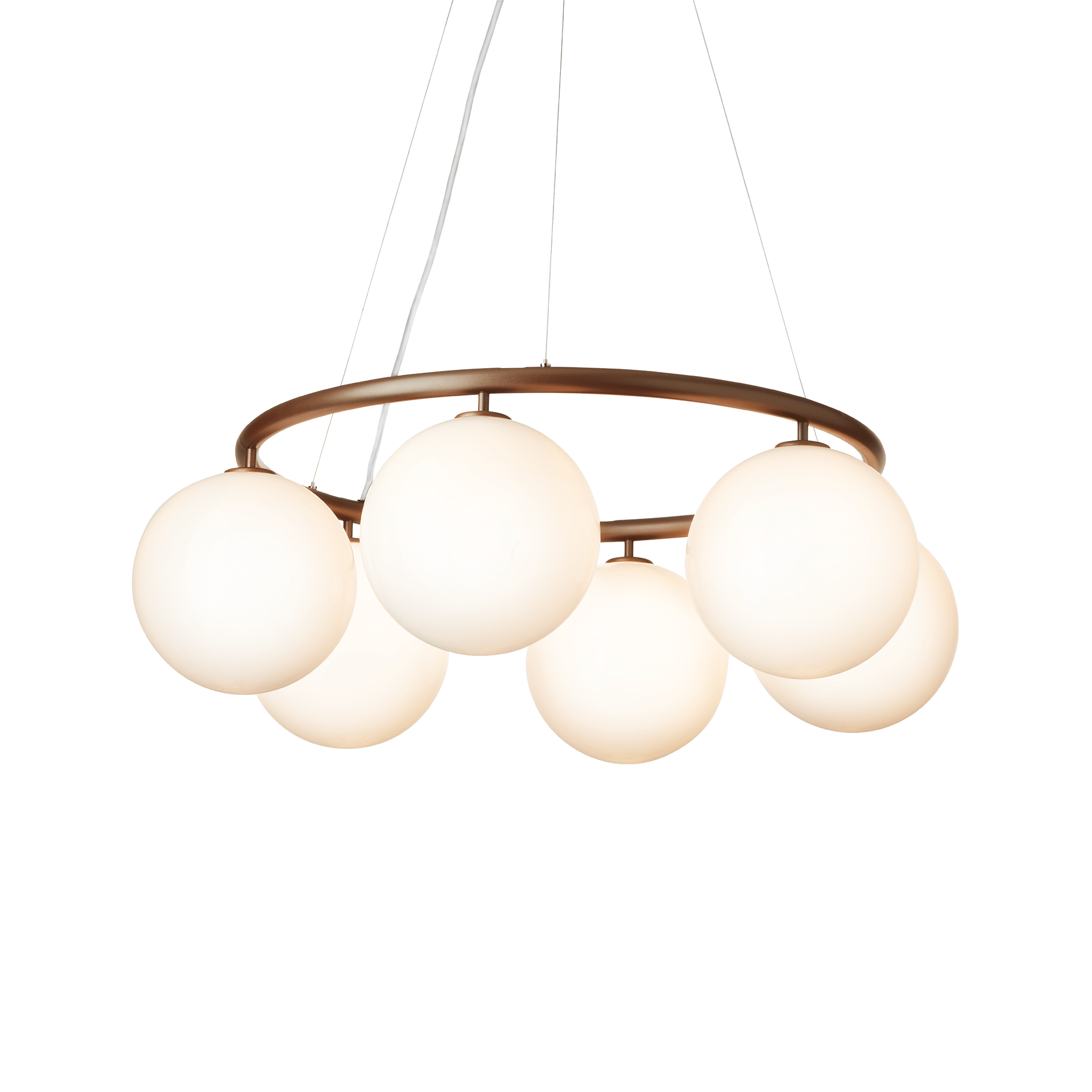 Závěsná lampa MIIRA 6 CIRCULAR tmavě hnědá s opálovým sklem