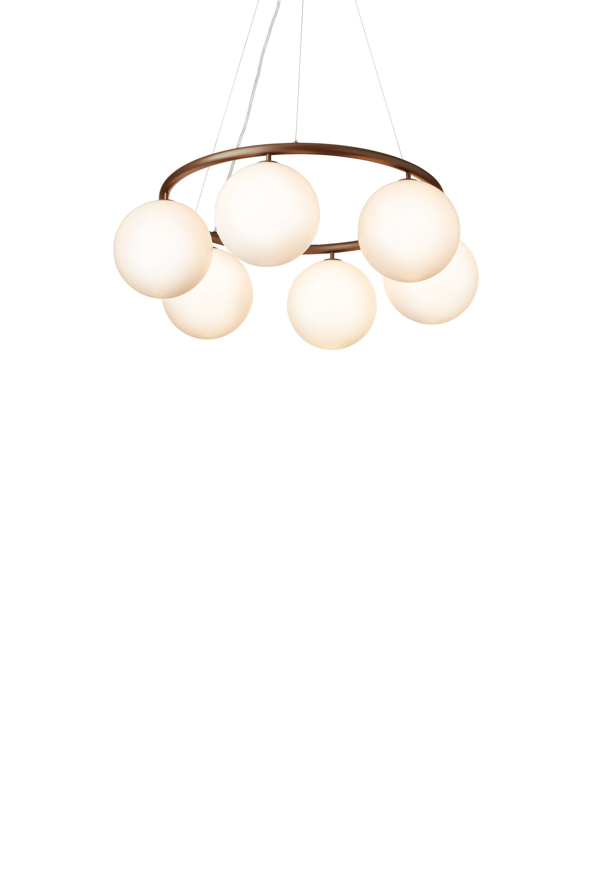 Závěsná lampa MIIRA 6 CIRCULAR tmavě hnědá s opálovým sklem
