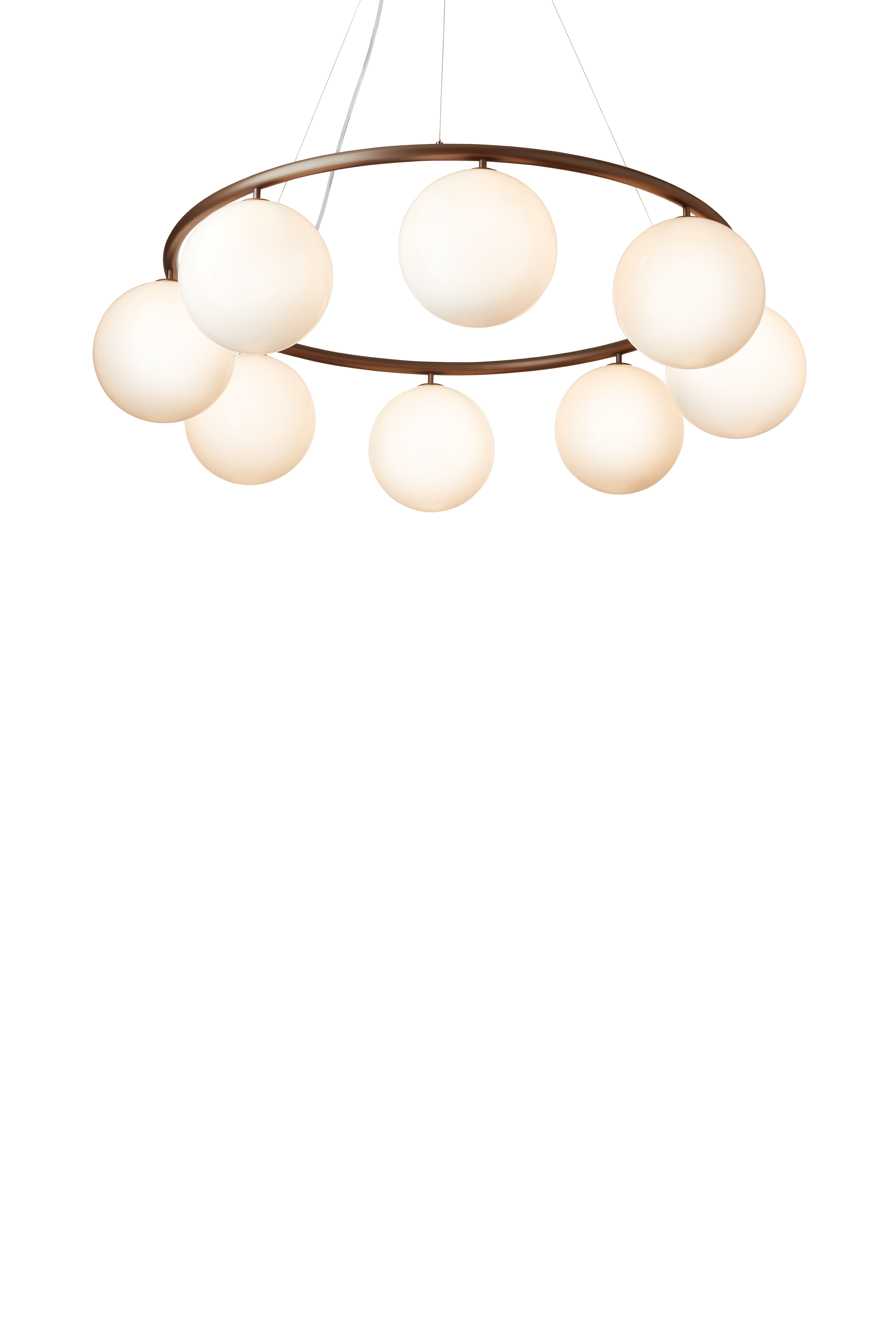 Závěsná lampa MIIRA 8 CIRCULAR tmavě hnědá s opálovým sklem