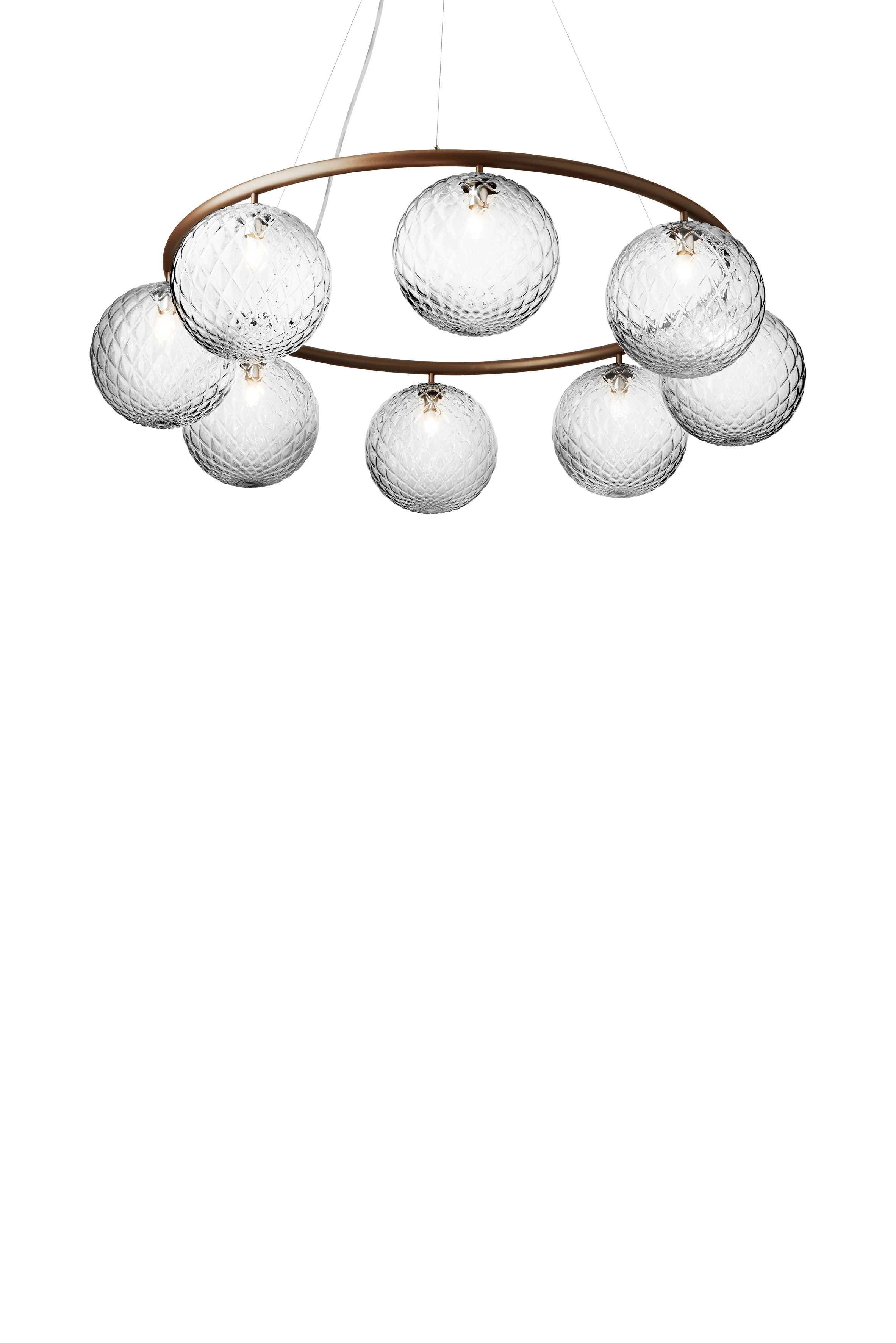 Závěsná lampa MIIRA 8 CIRCULAR tmavě hnědá s transparentním sklem