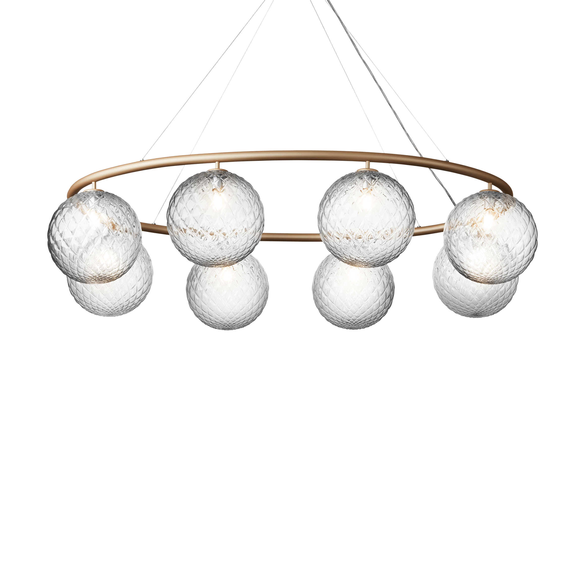 Lampa wisząca MIIRA 8 OVAL mosiężny z transparentnym szkłem – Nuura