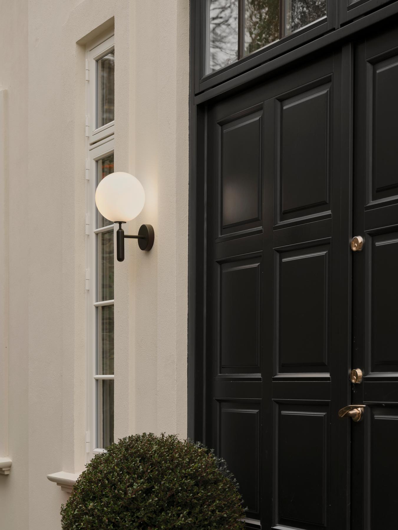 Outdoor wall lamp MIIRA black with opal glass