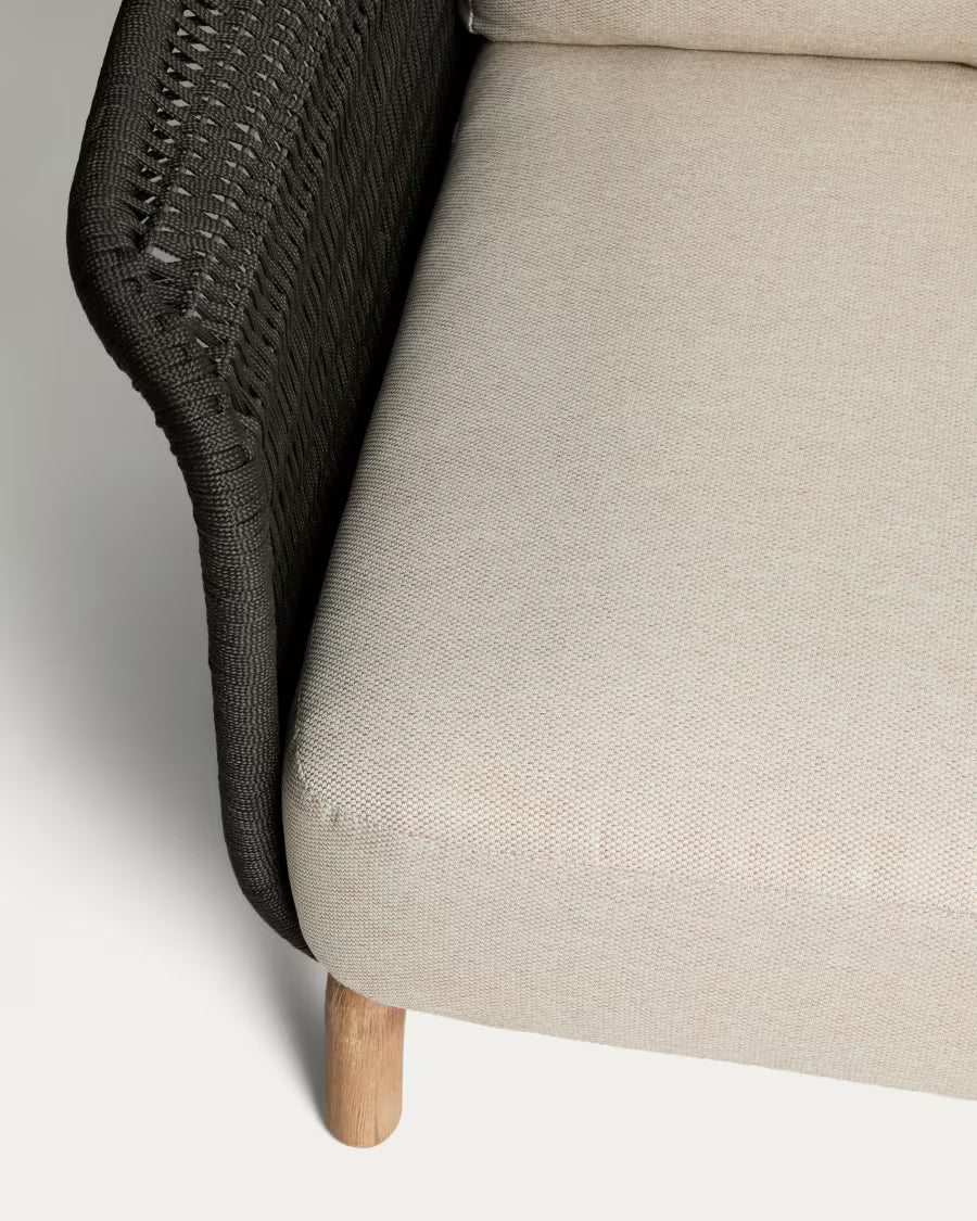 3-Seater Garden Sofa ALIPA Black with Beige