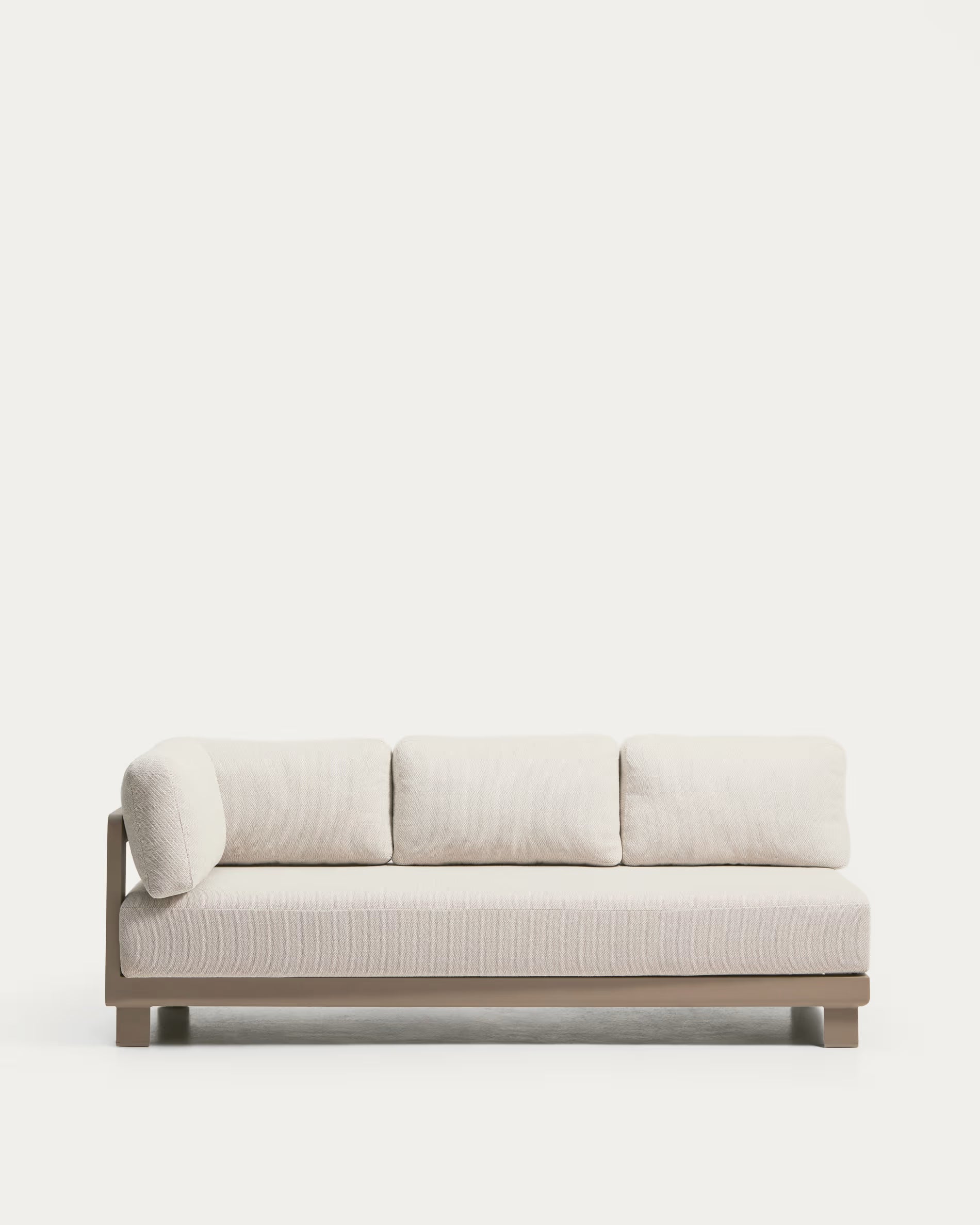 NERANO Light Beige 3-Seater Garden Sofa with Gray Beige Base
