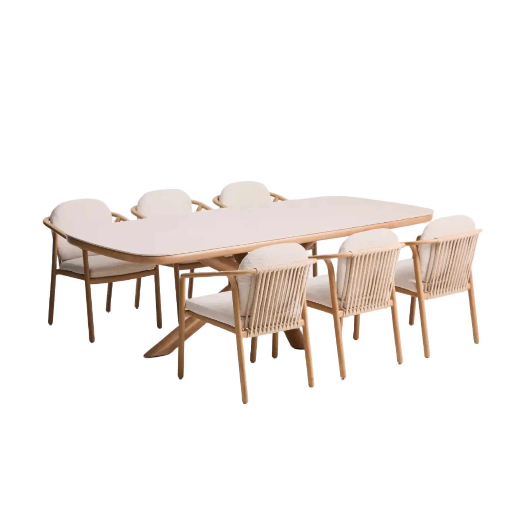 MIRTIA Ecru Garden Set with Aluminum Base Featuring Wood Effect