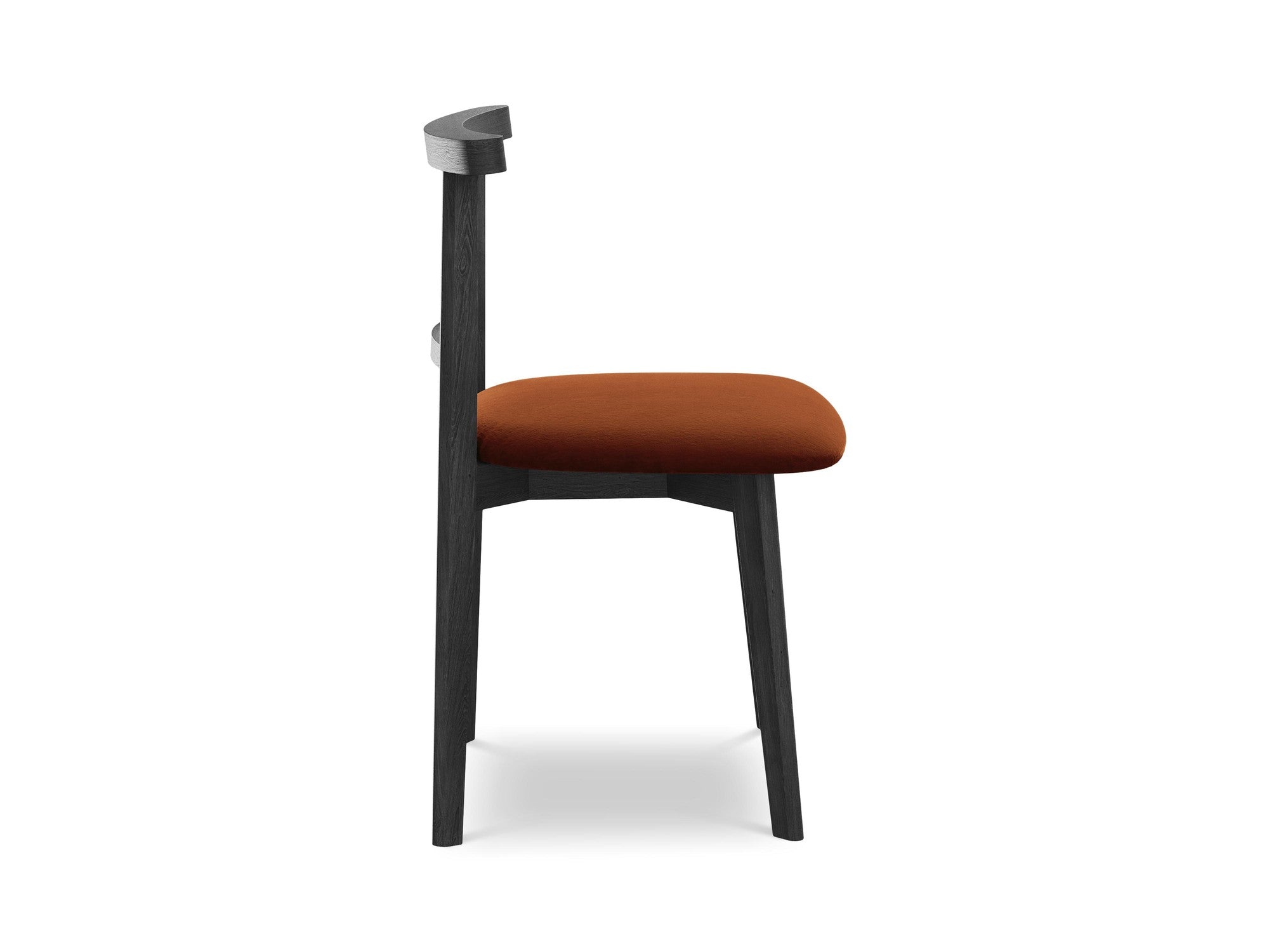 Sametová židle OHELO terakota s černým bukovým podstavcem