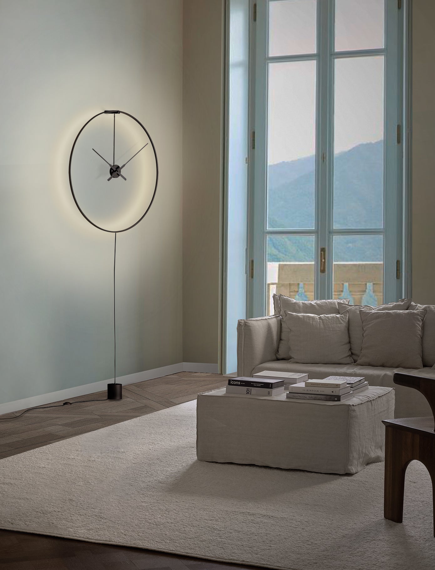 Podlahové osvětlené hodiny OMBRA černé