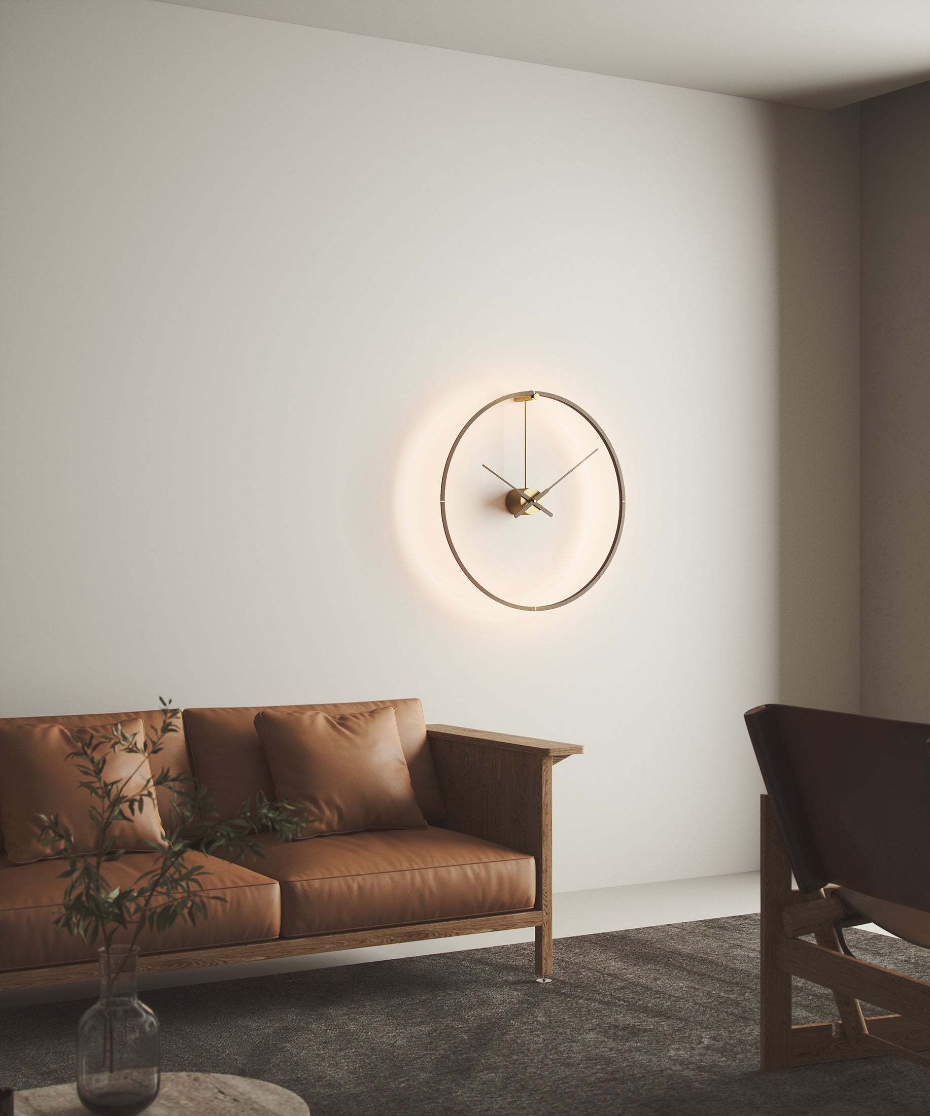 Illuminated Clock OMBRA PREMIUM Walnut Wood with Gold