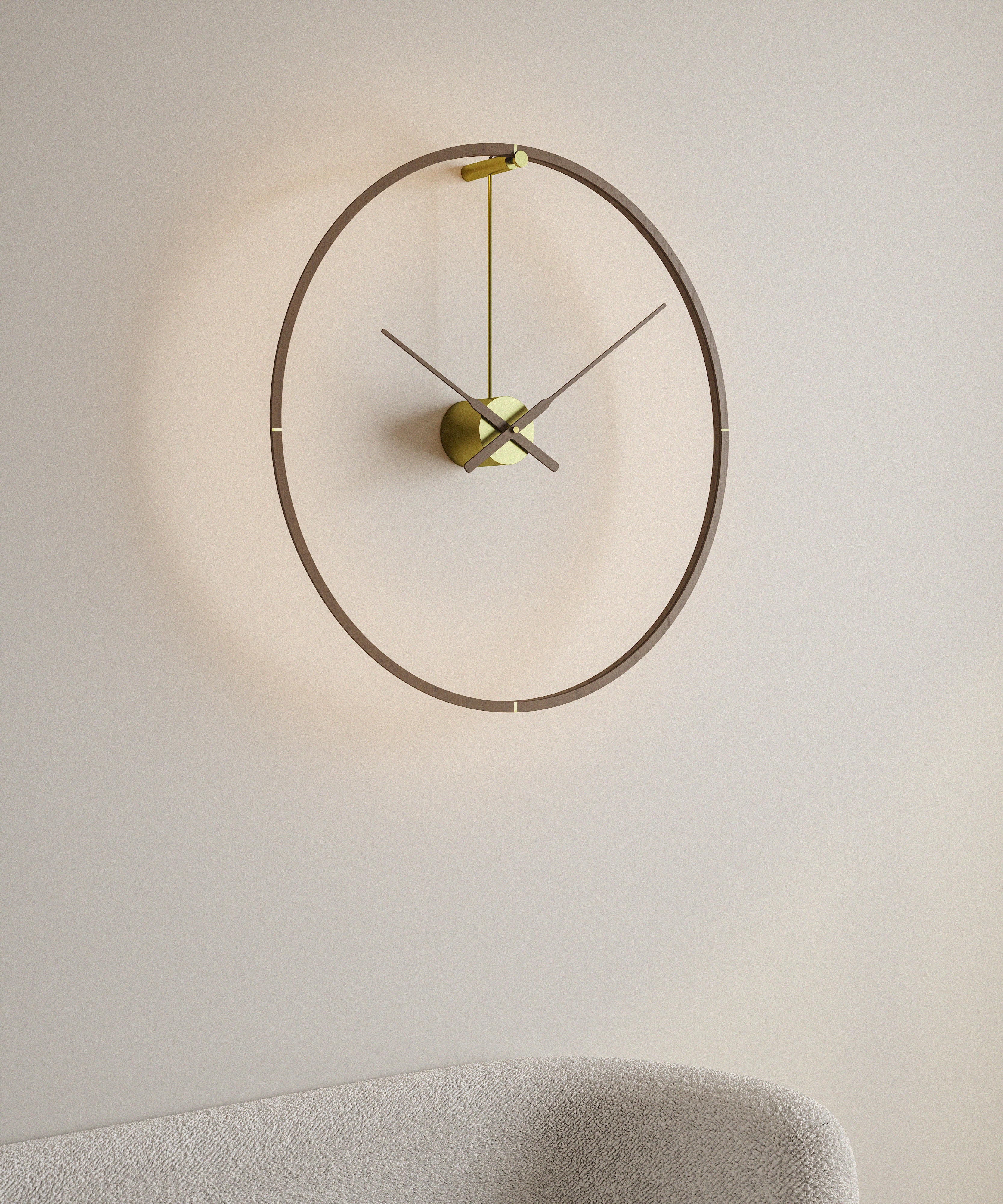 Illuminated Clock OMBRA PREMIUM Walnut Wood with Gold