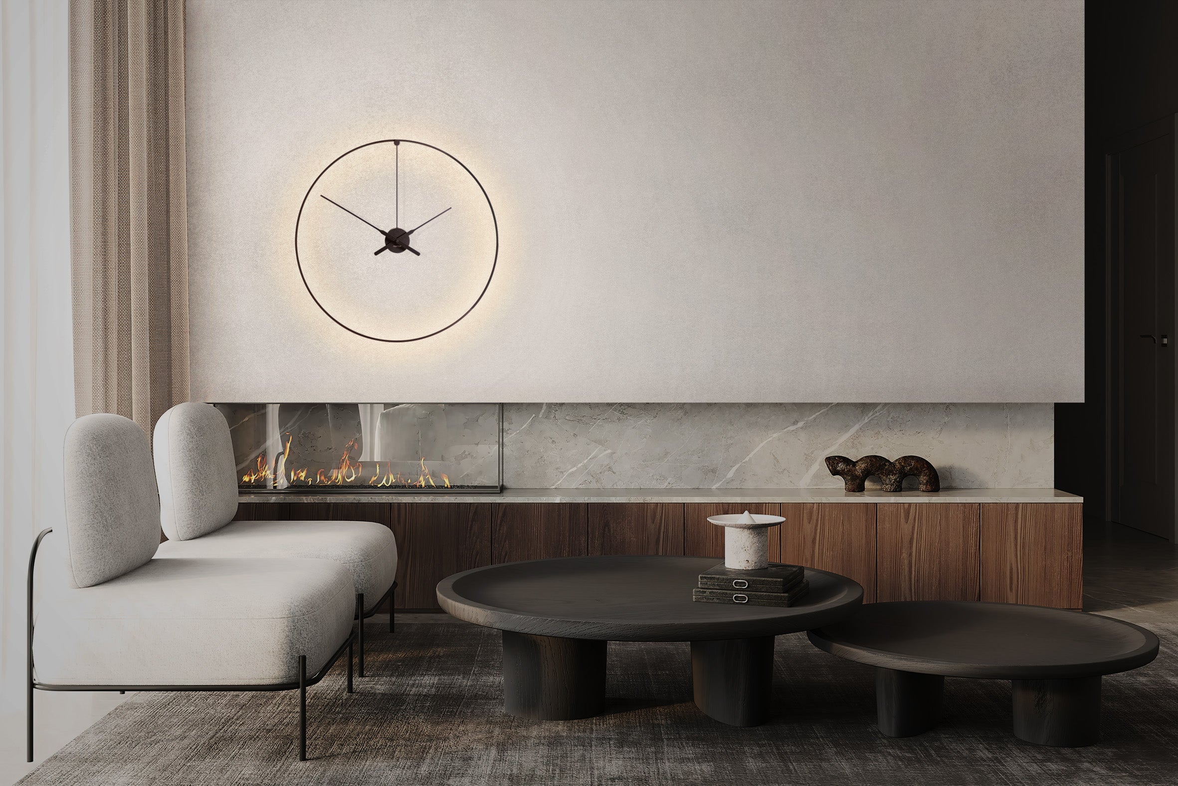 Illuminated Wall Clock OMBRA Black