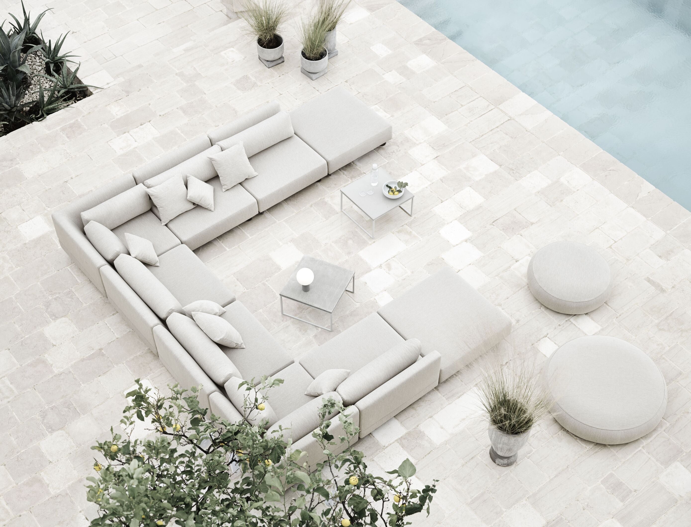 Zahradní konferenční stolek COMO šedý beton se šedým podstavcem