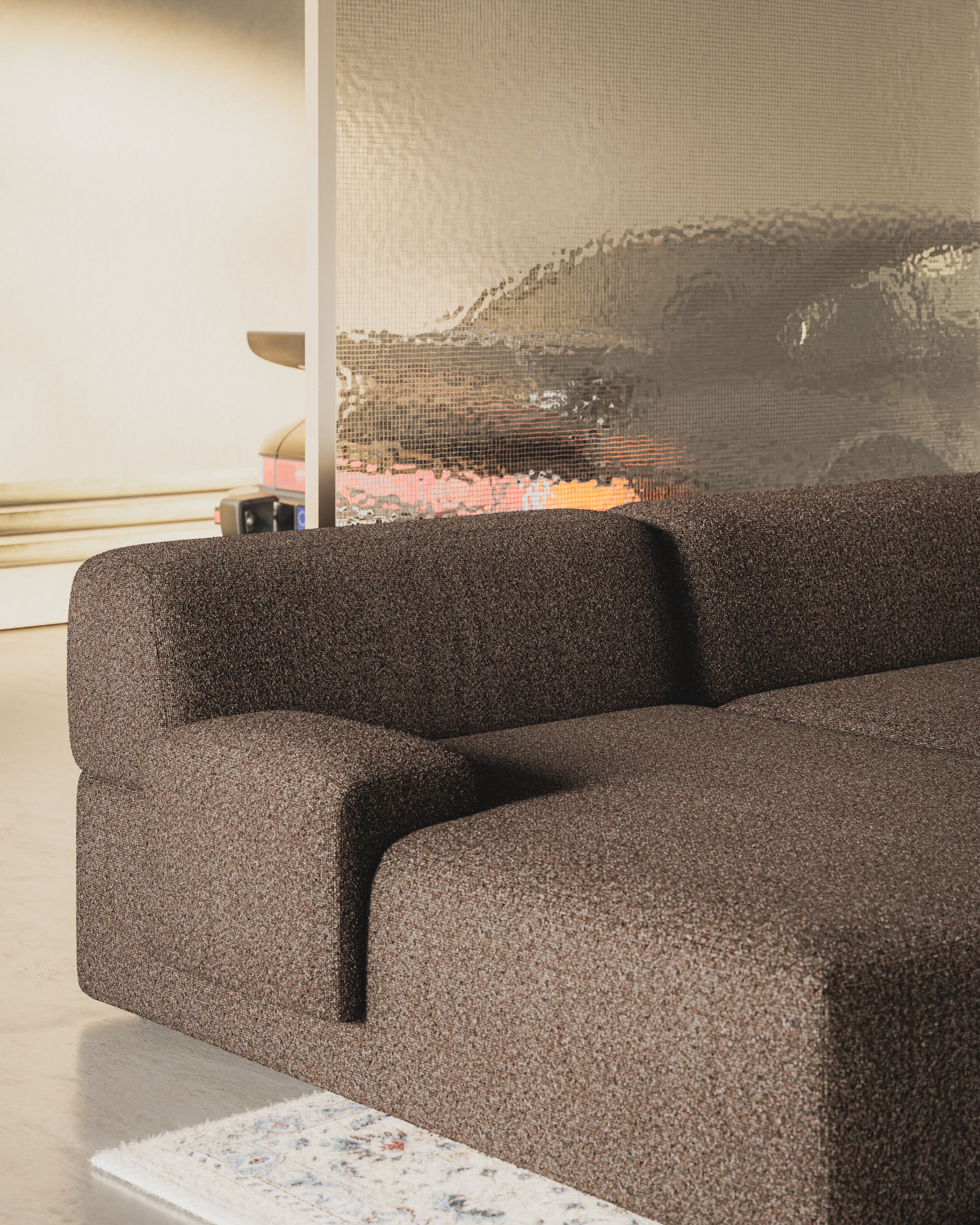 Open left-sided modular corner sofa UMI brown