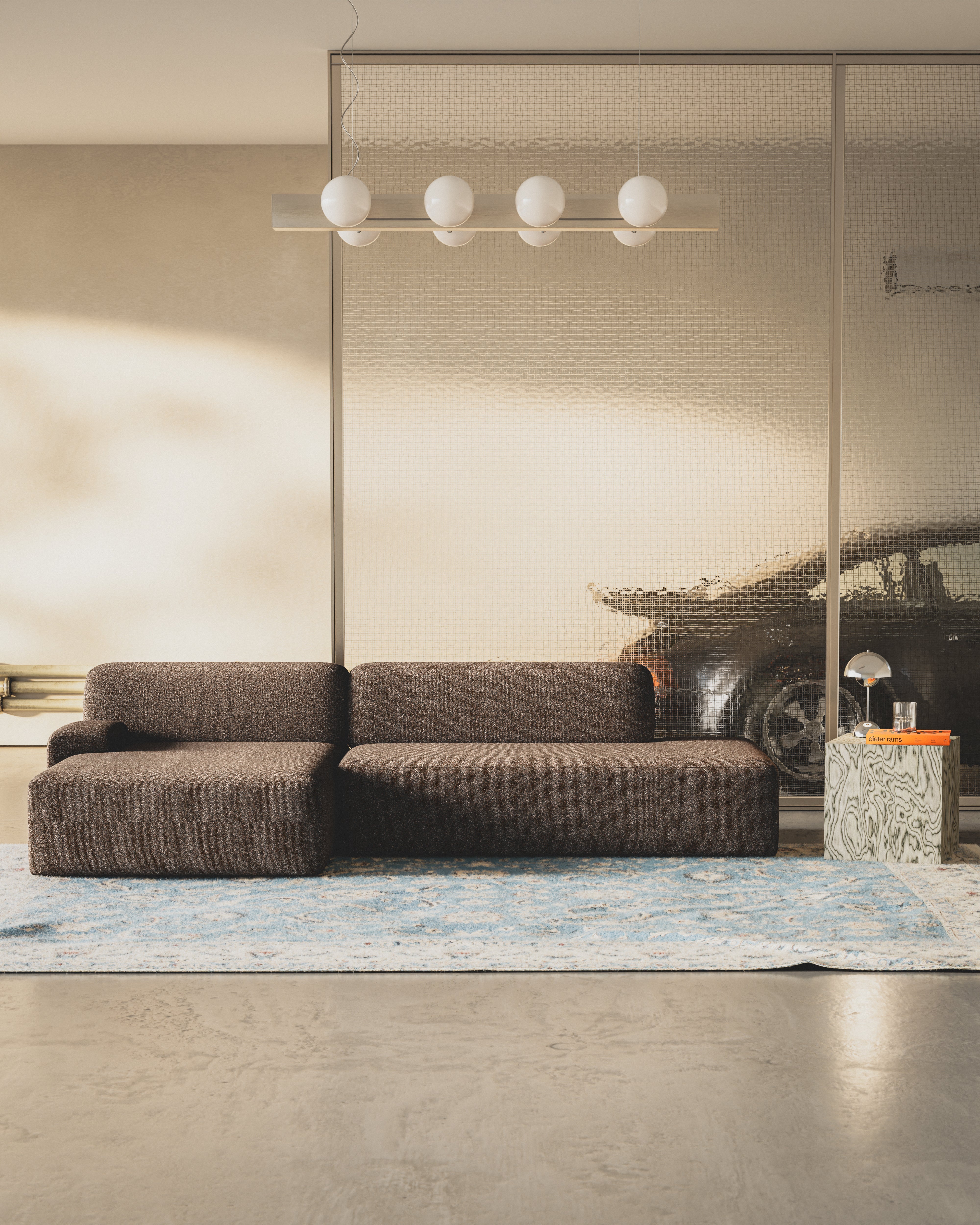 Open left-sided modular corner sofa UMI brown