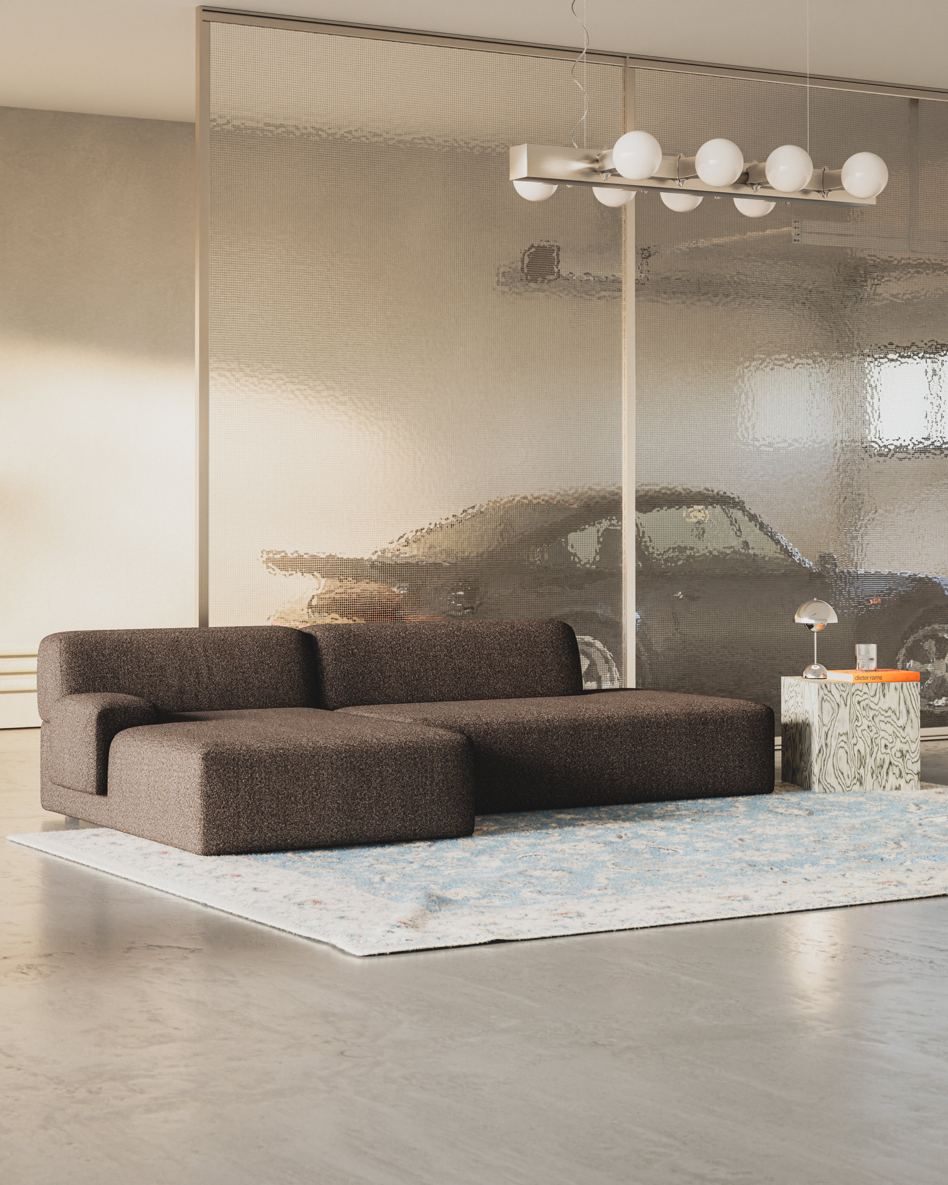 Open left-sided modular corner sofa UMI brown