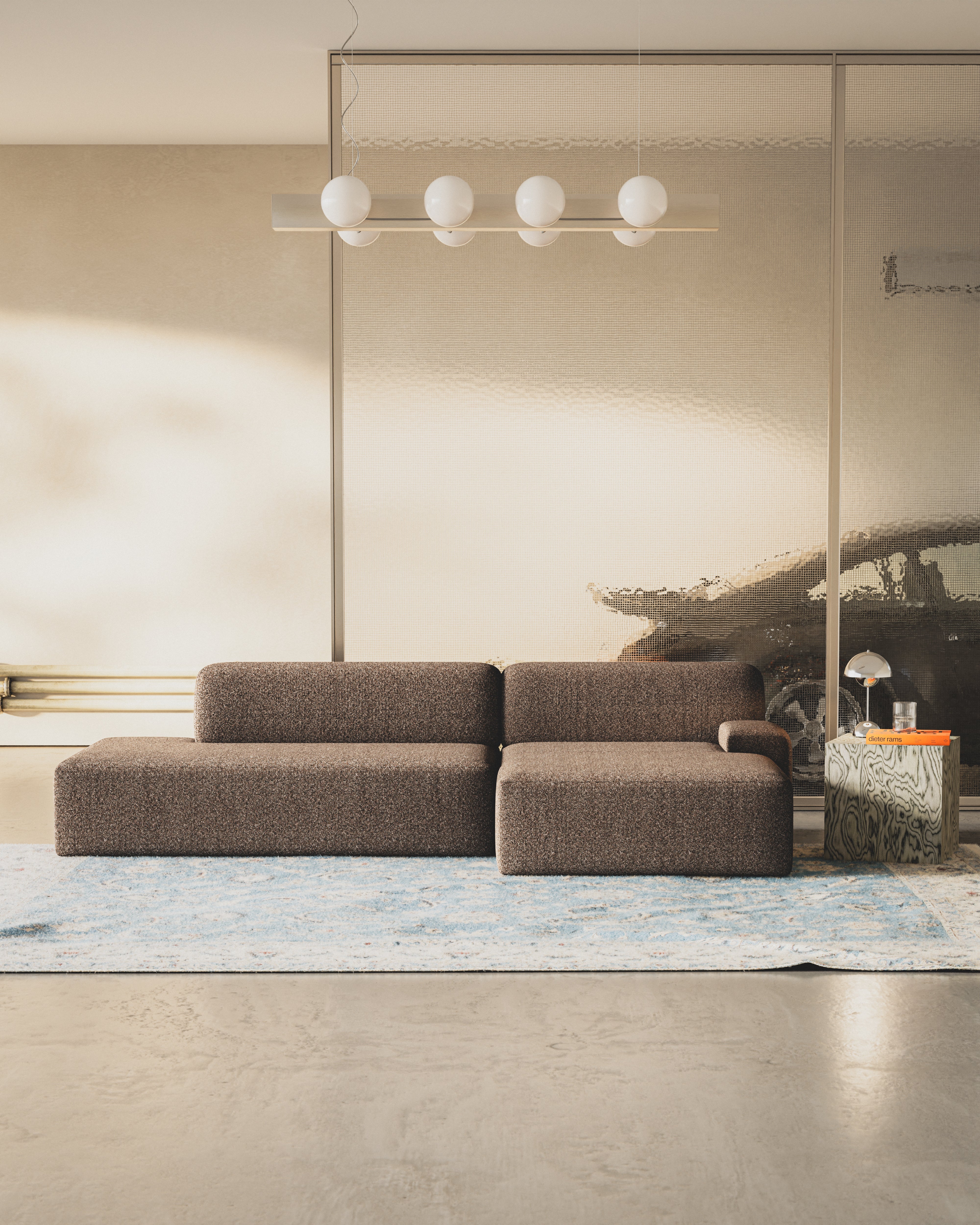Open right-sided modular corner sofa UMI brown
