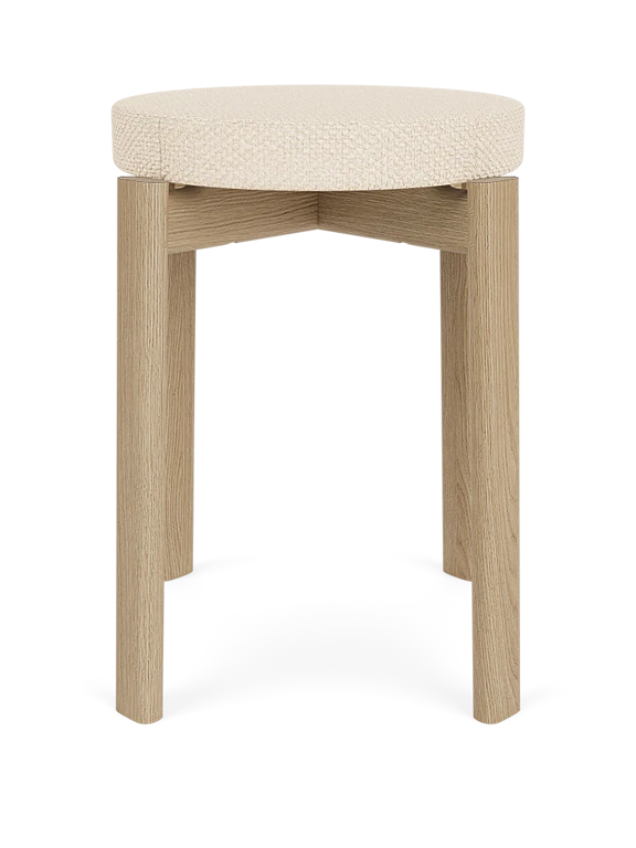 PASSAGE cream stool with oak base