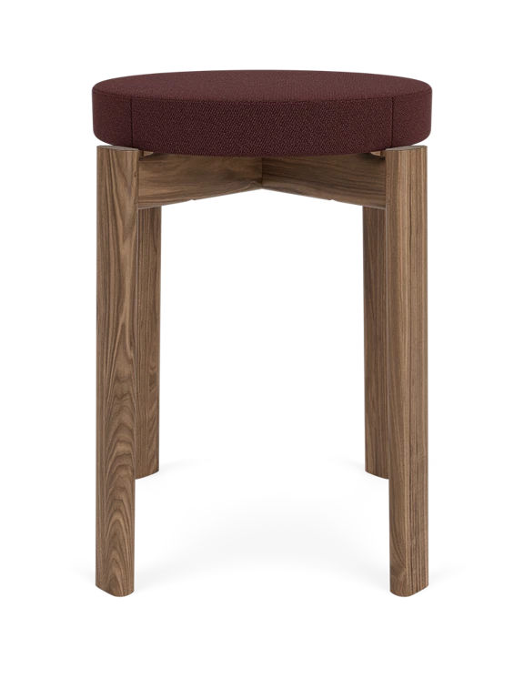 Stolek PASSAGE bordový s ořechovým podstavcem