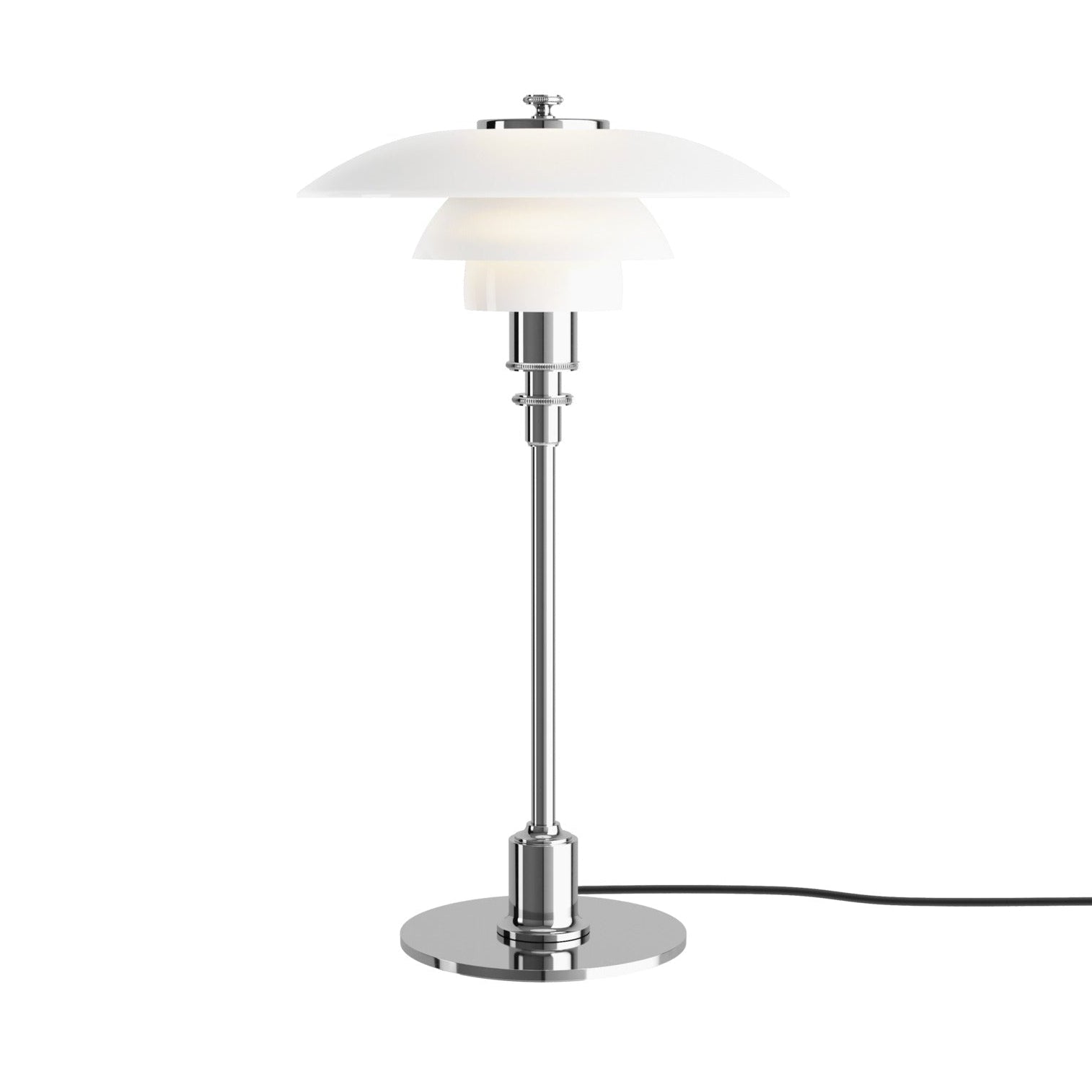 Stolní lampa PH 2/1 bílá s chromovaným podstavcem