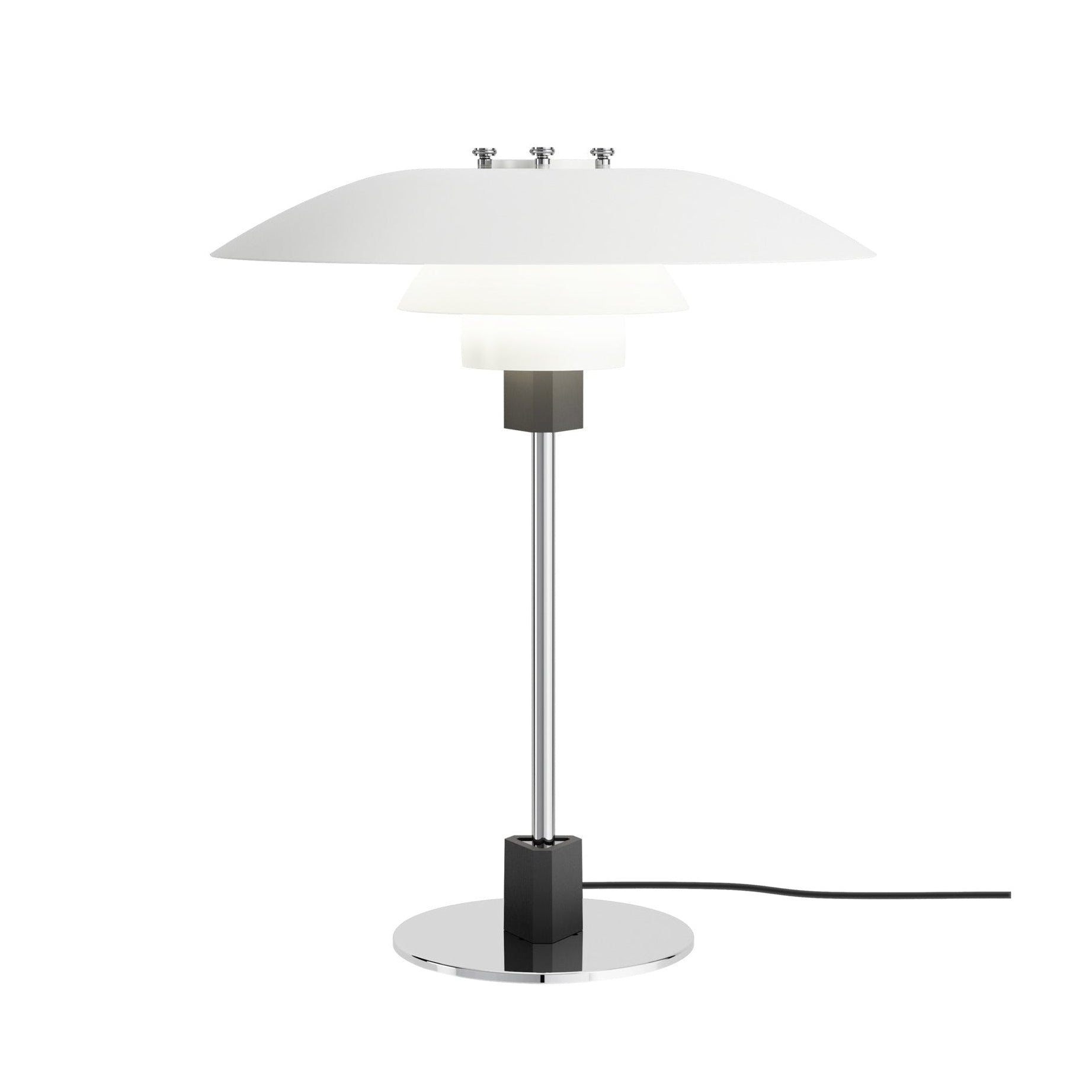 Stolní lampa PH 4/3 bílá s chromovaným podstavcem