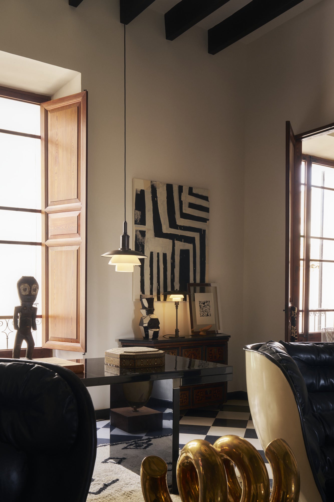 PH 3/3 pendant lamp white with black matte finish