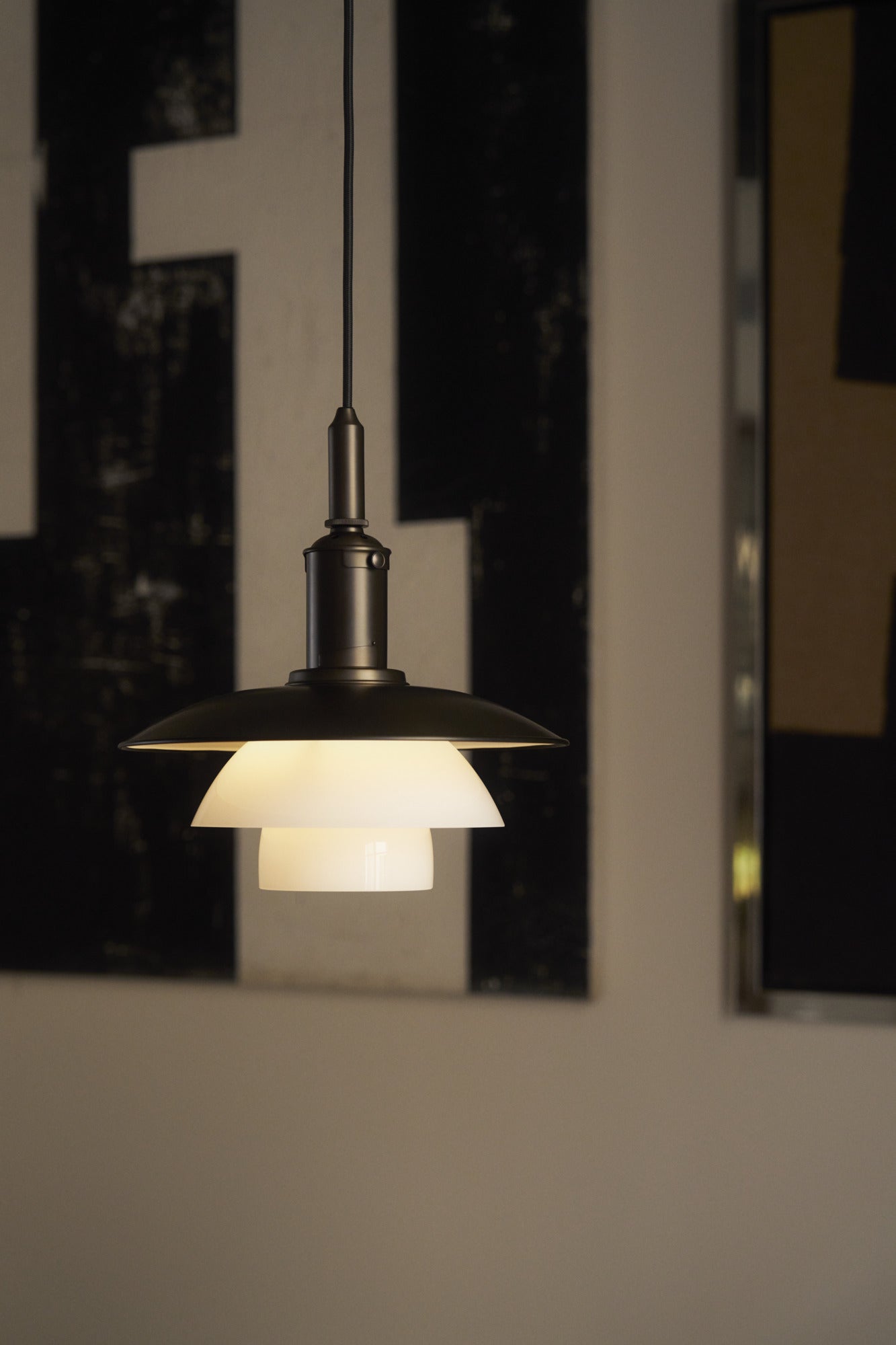 PH 3/3 pendant lamp white with black matte finish