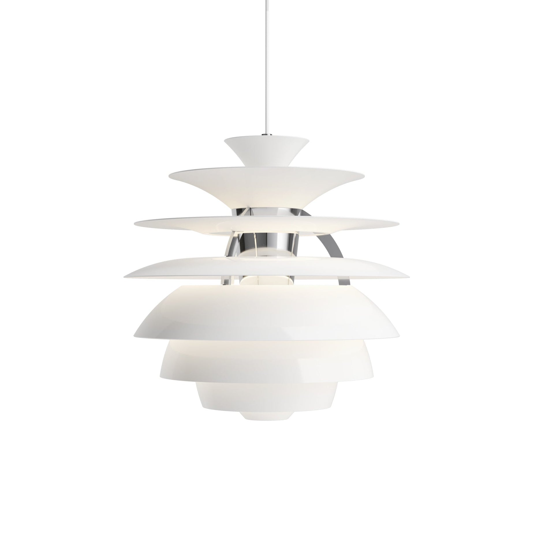 Lampa wisząca PH SNOWBALL biały z chromowanym wykończeniem – Louis Poulsen