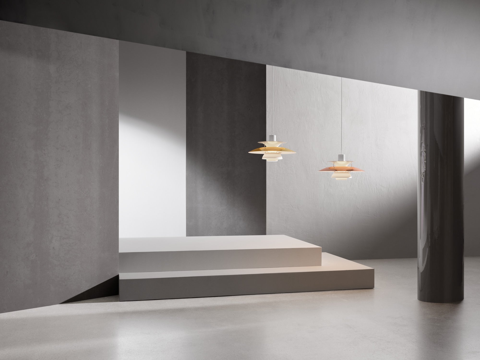 Závěsné svítidlo PH 5 bílé s měděným detailem