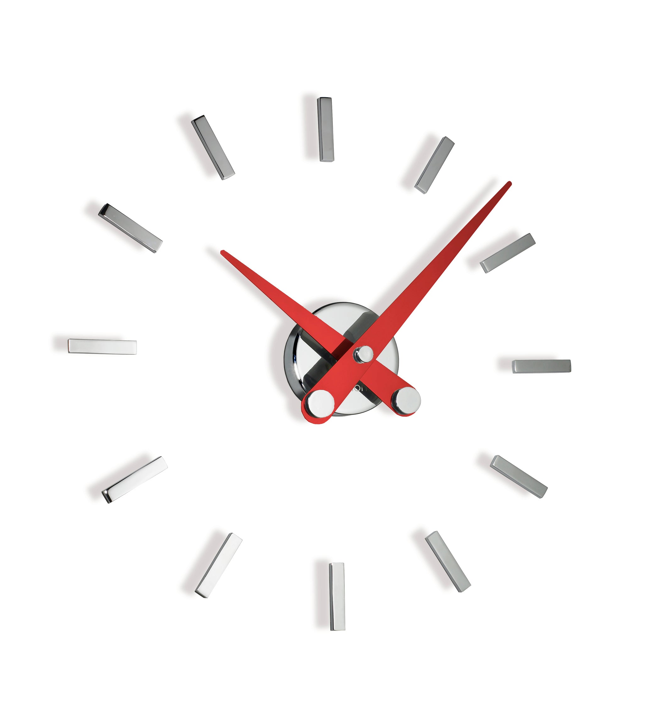 Nástěnné hodiny PUNTOS SUSPENSIVOS chromované s červeným povrchem