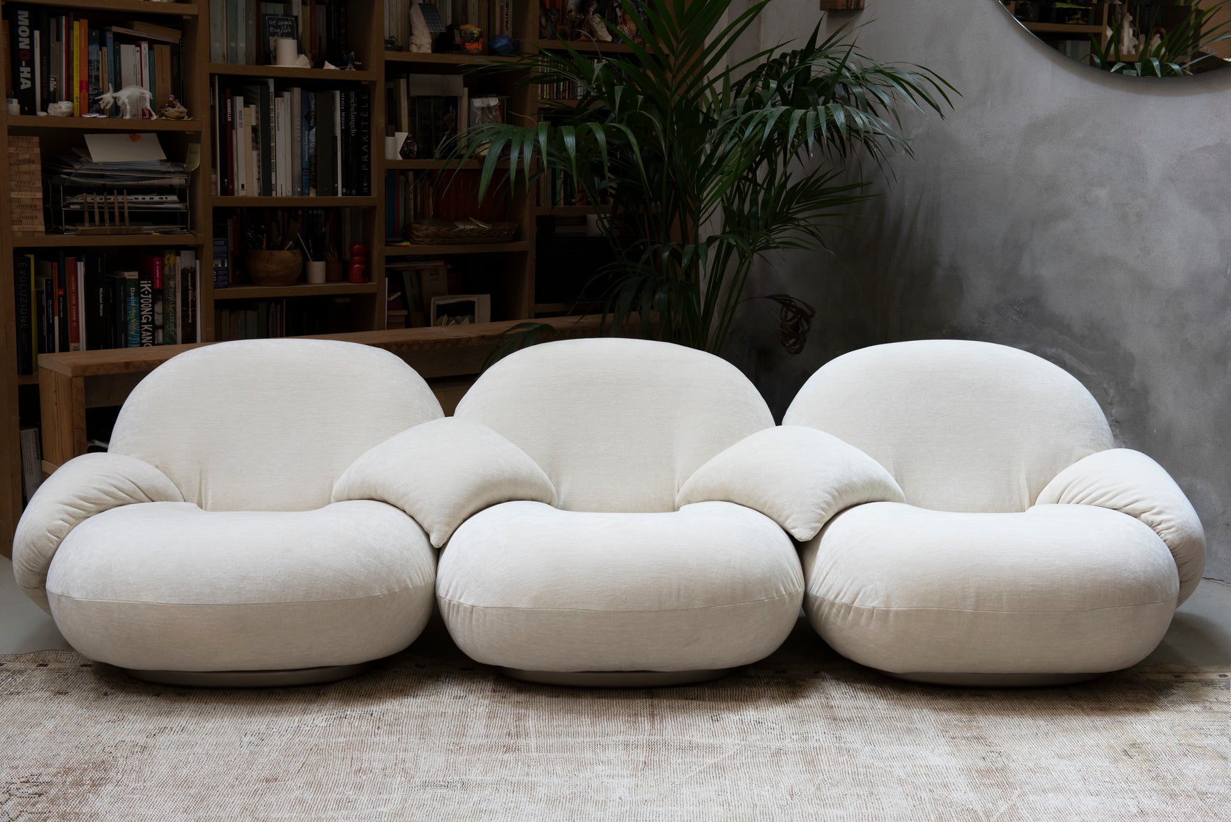 3-seater PACHA sofa upholstered with a gold base