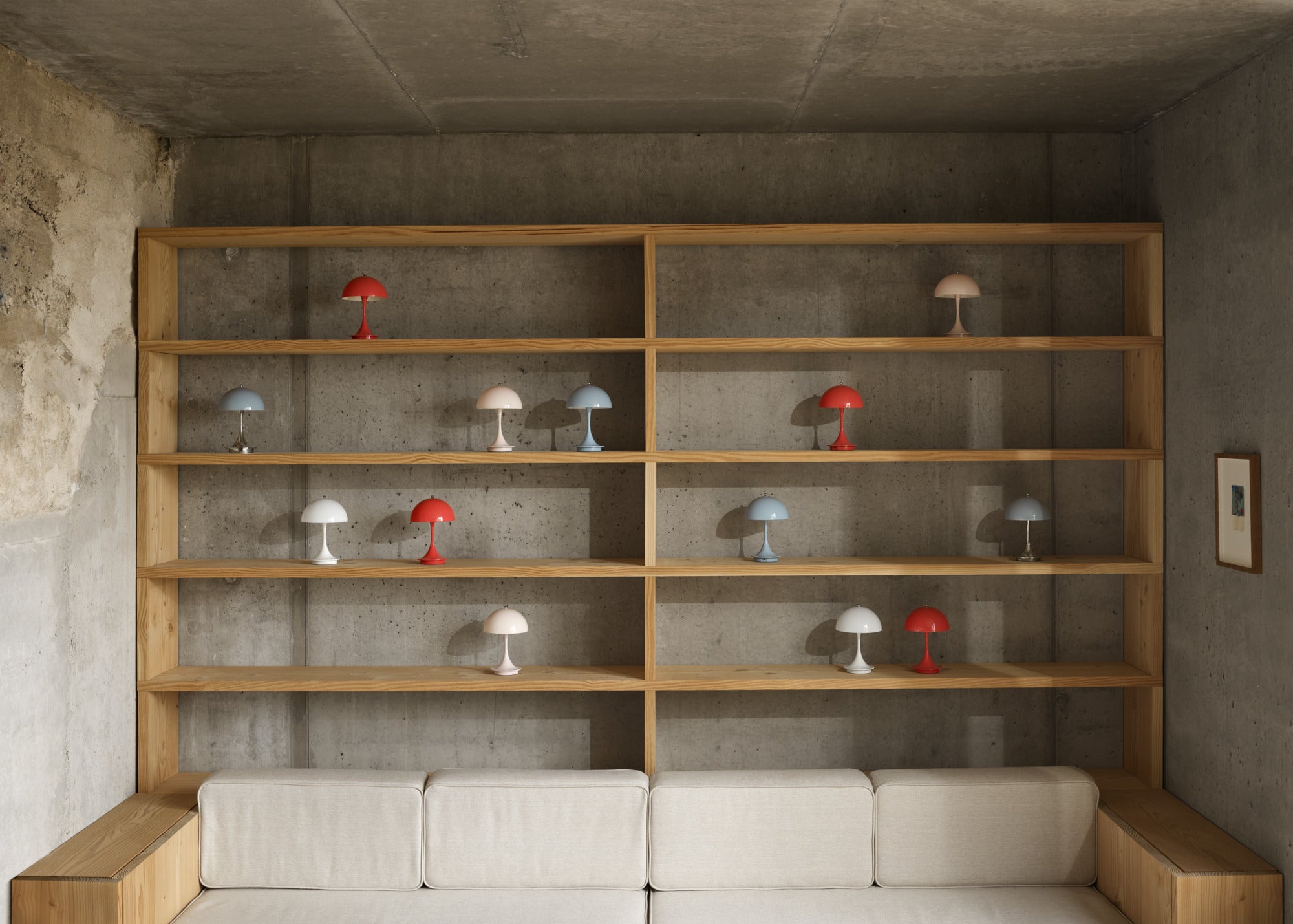 Portable lamp PANTHELLA 160 gray-blue opal with chrome base