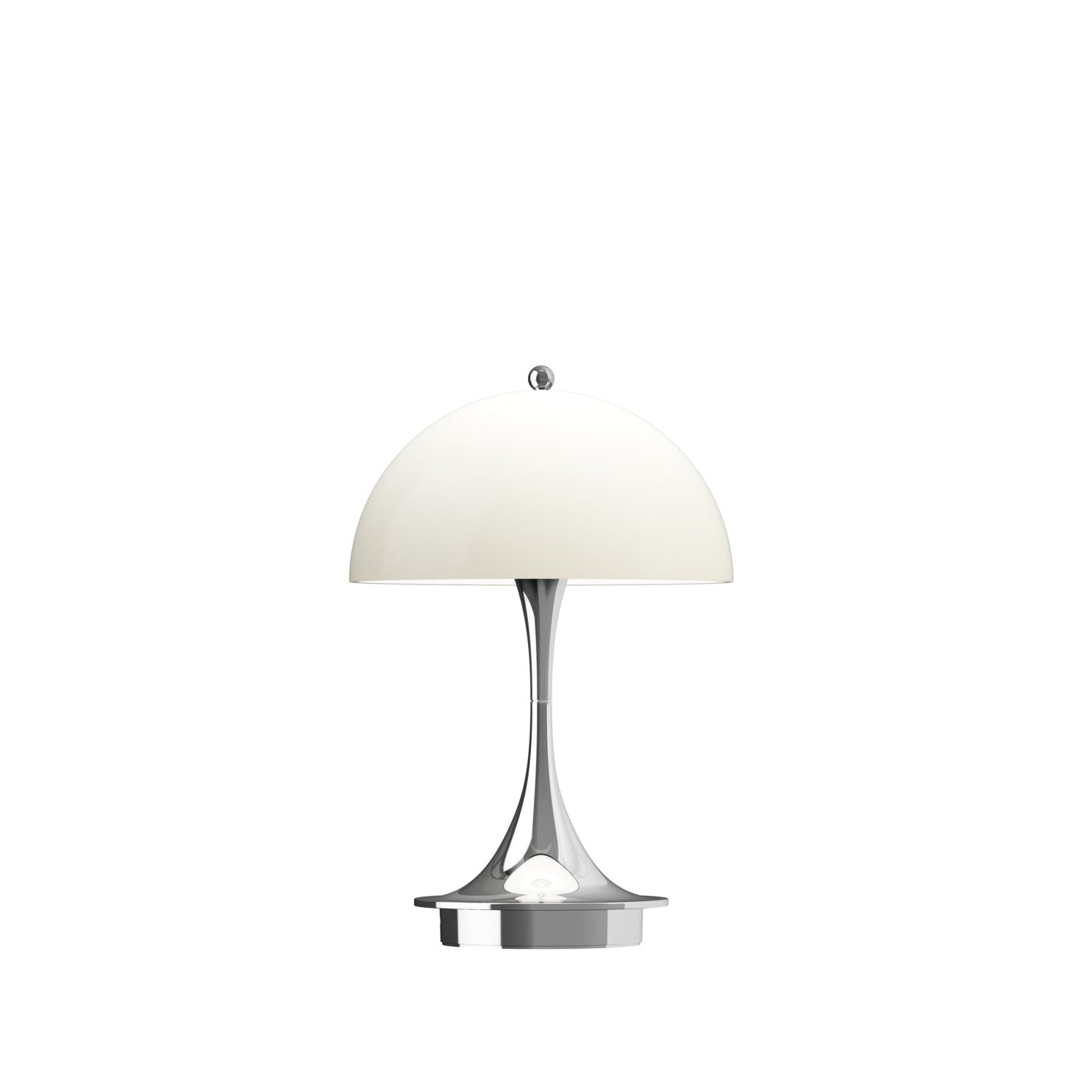 Přenosná lampa PANTHELLA 160 béžový opál s chromovaným podstavcem