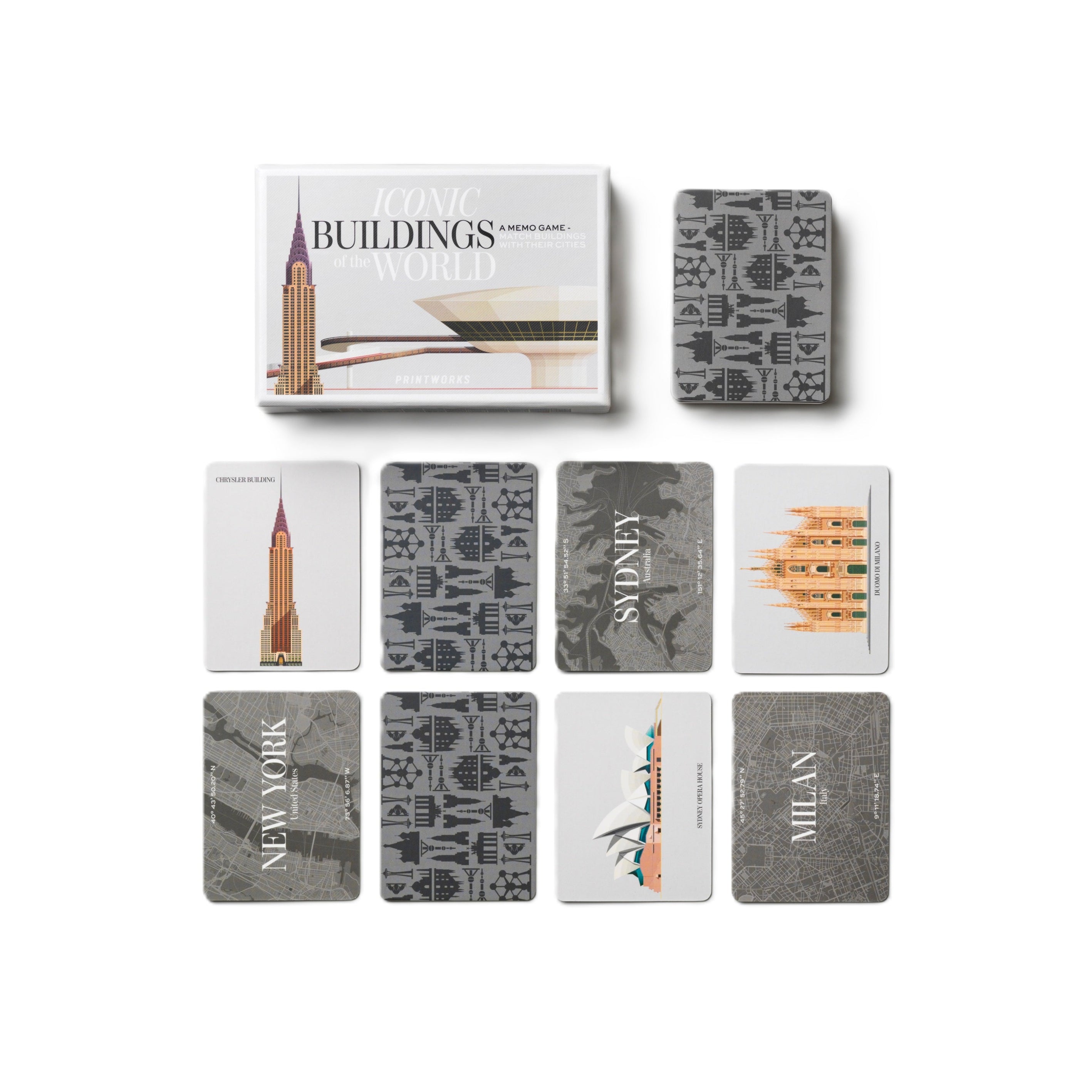 Hra s pamětí MEMO GAME IKONICKÉ BUDOVY šedá