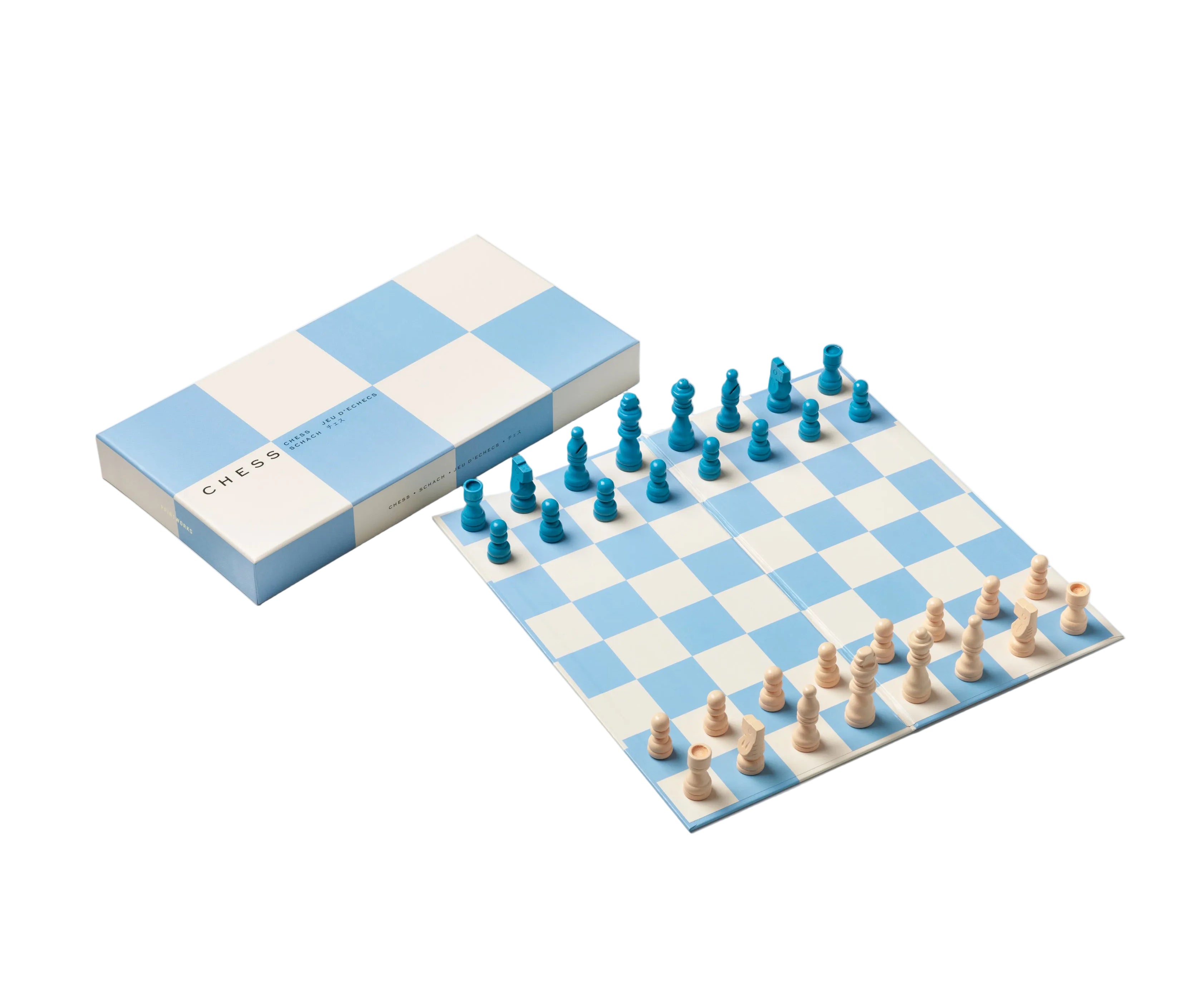 Sada na šachy PLAY CHESS modrá s bílou