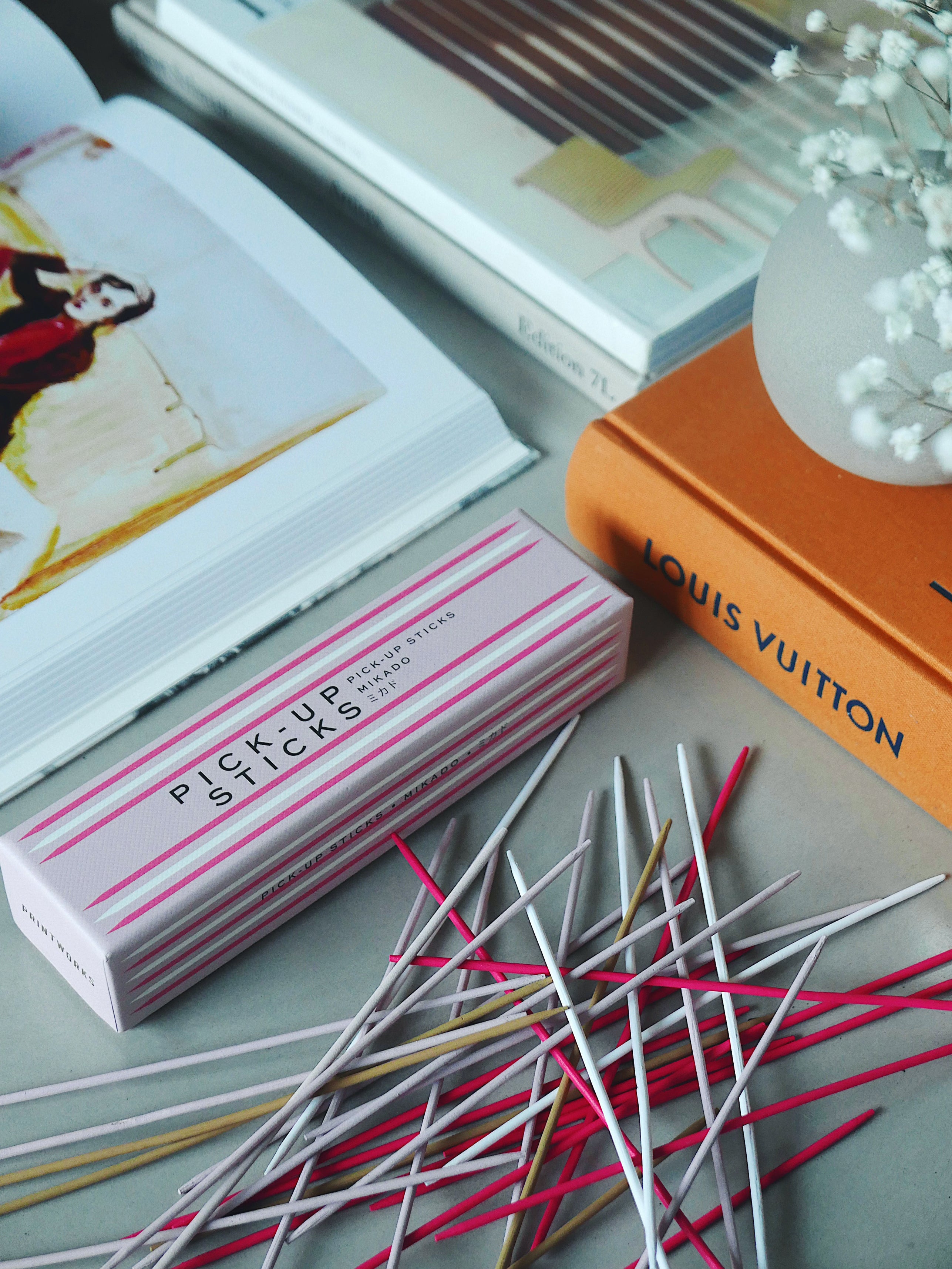 Pick Up Sticks Game in Pink and Red