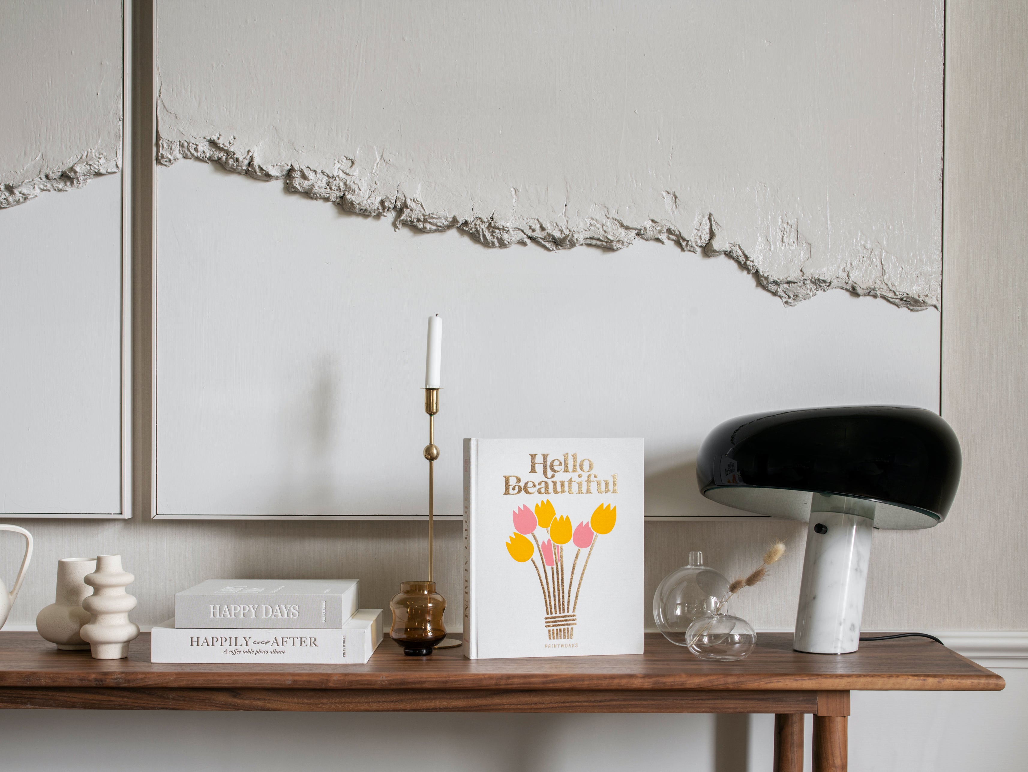 Hello Beautiful Photo Album White with Gold