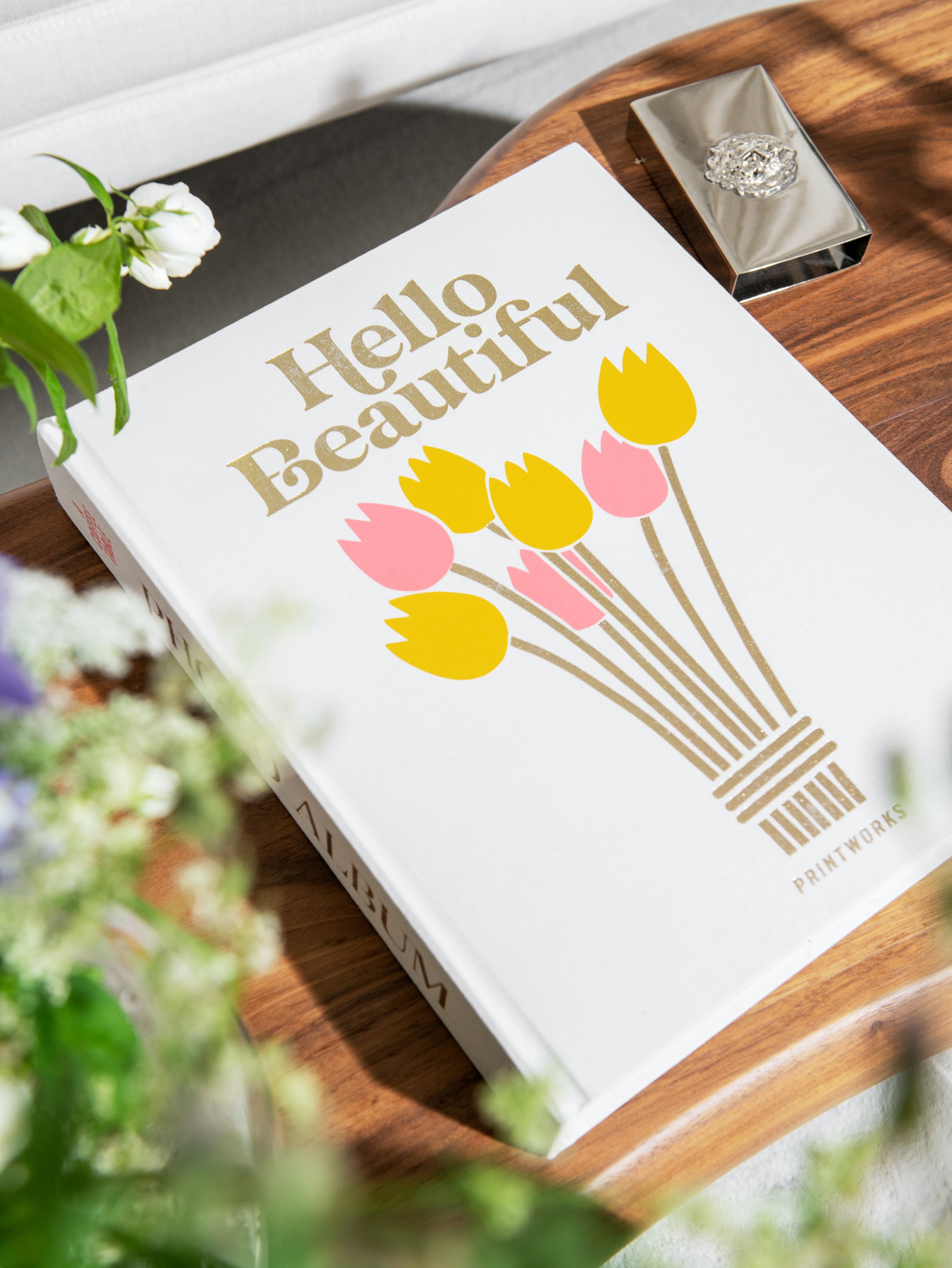 Hello Beautiful Photo Album White with Gold