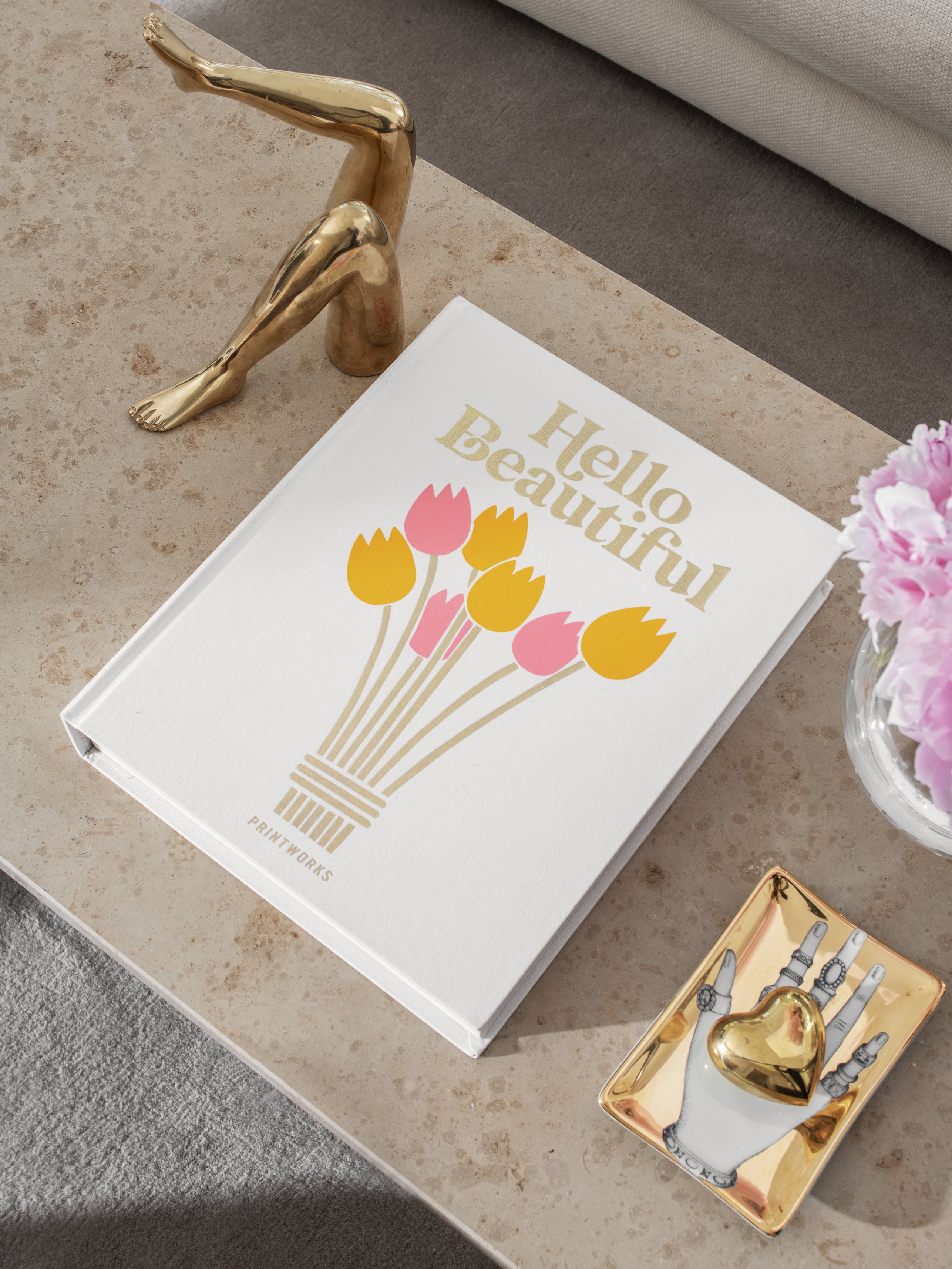 Hello Beautiful Photo Album White with Gold