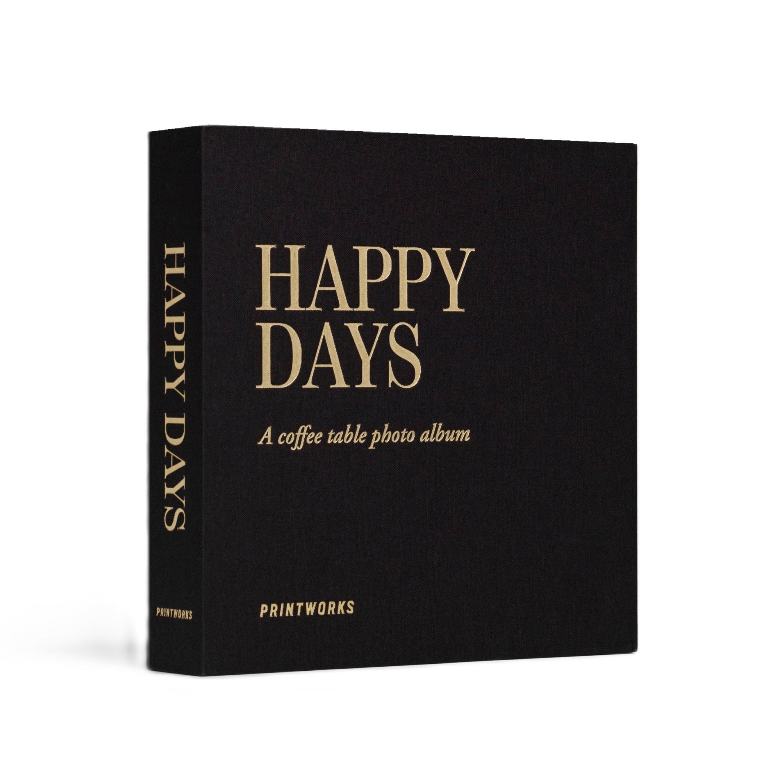 HAPPY DAYS black photo album with gold