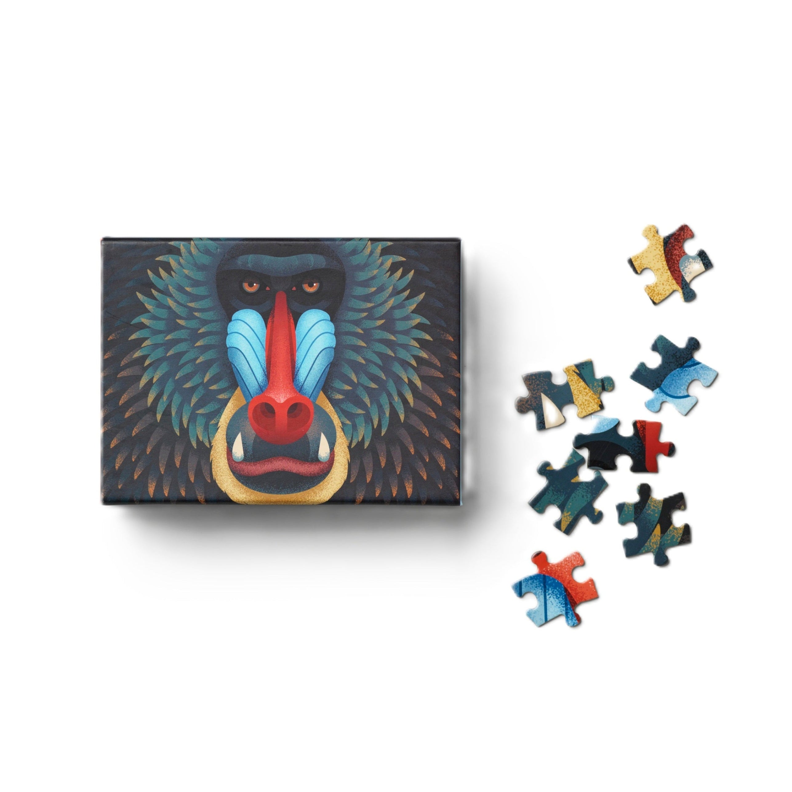 Puzzle MANDRILL černý s modrou