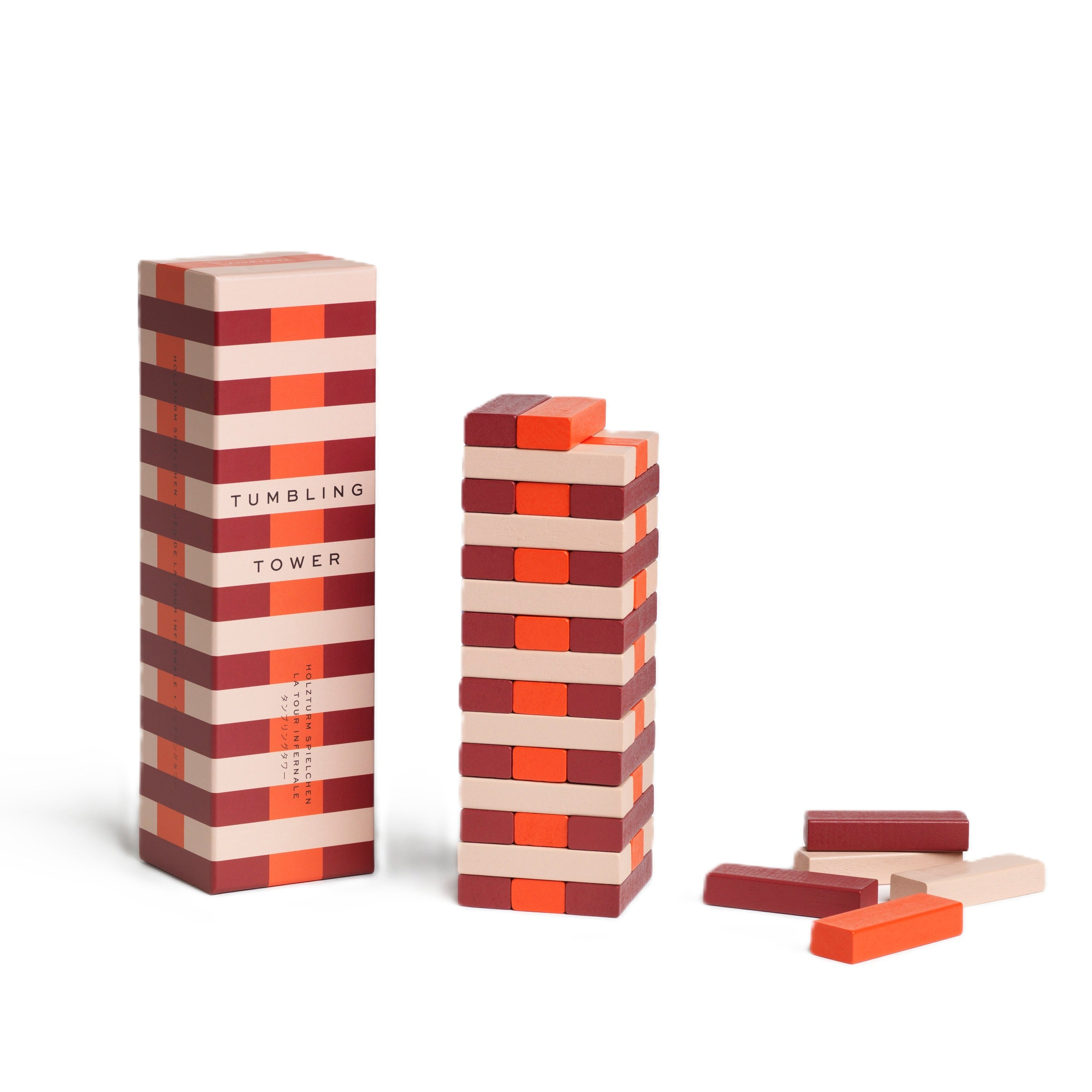 Strategická hra yenga TUMBLING TOWER béžová s červenou