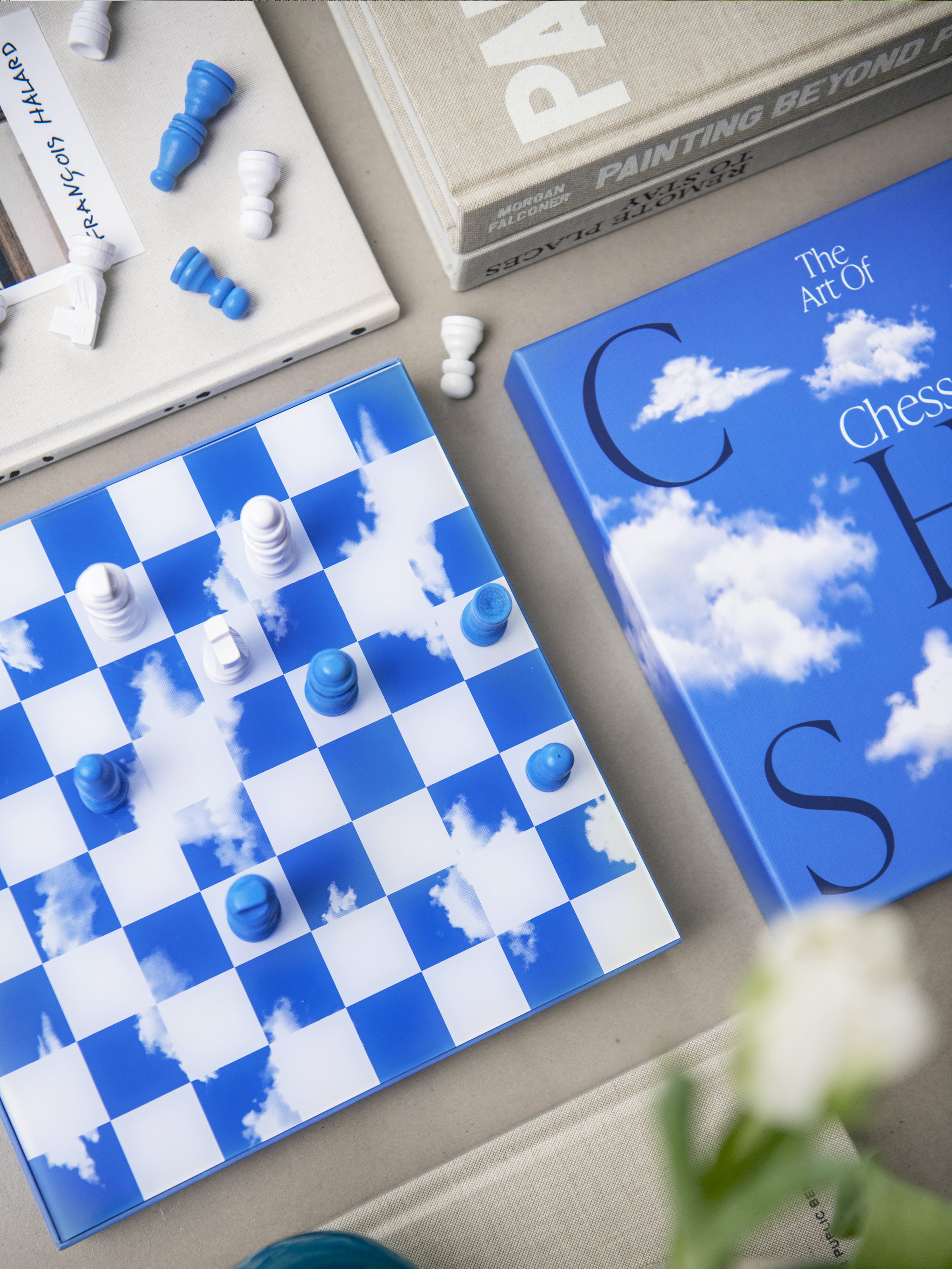 Sada na šachy CHESS CLOUDS modro-bílá