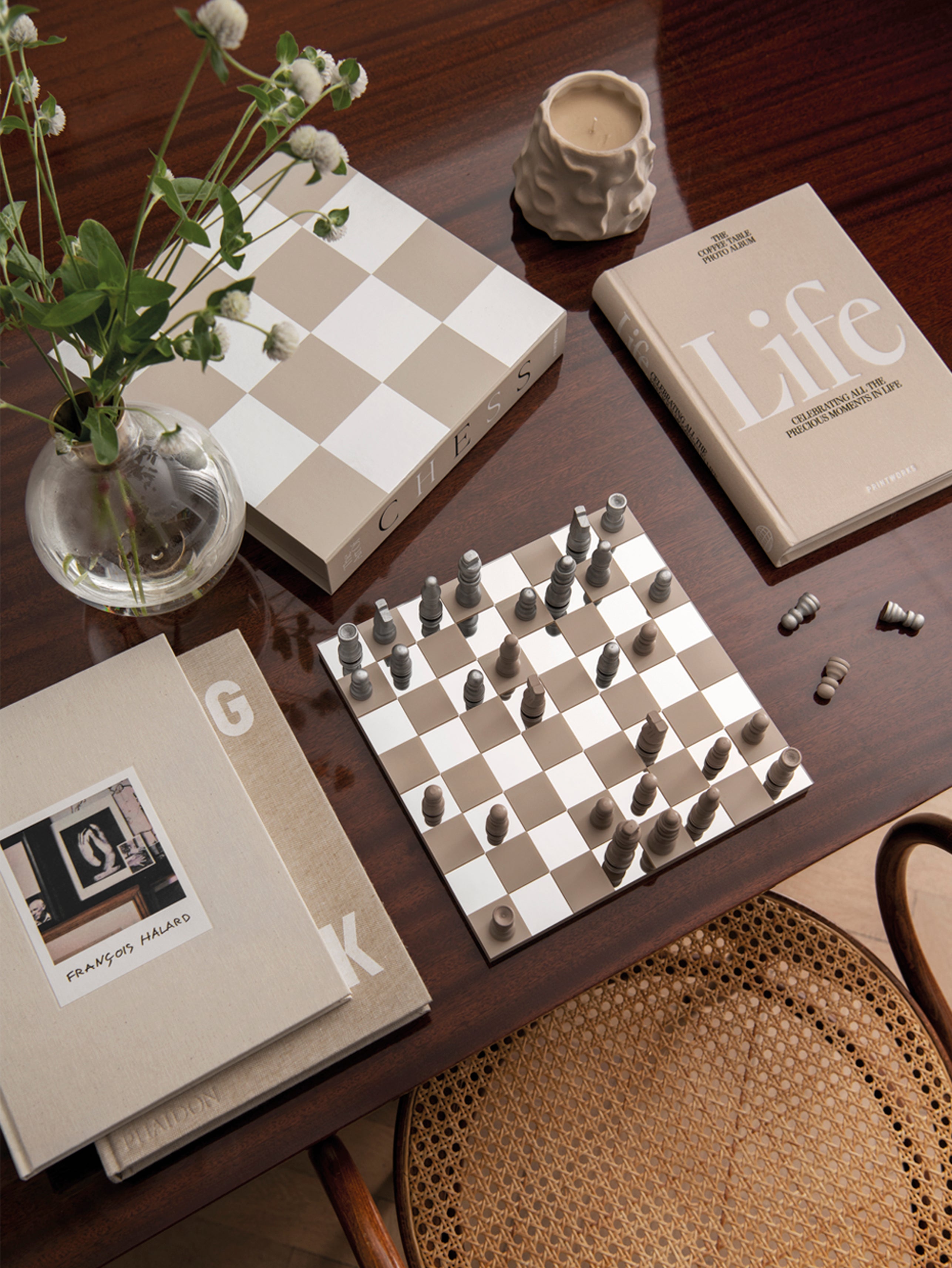 Sada na šachy CHESS MIRROR béžová