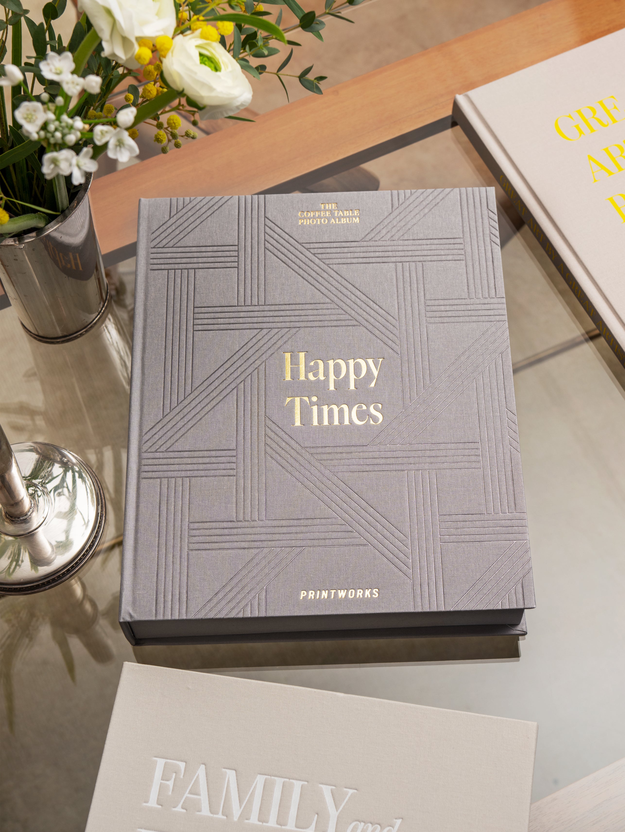 HAPPY TIMES Photo Album Gray with Gold