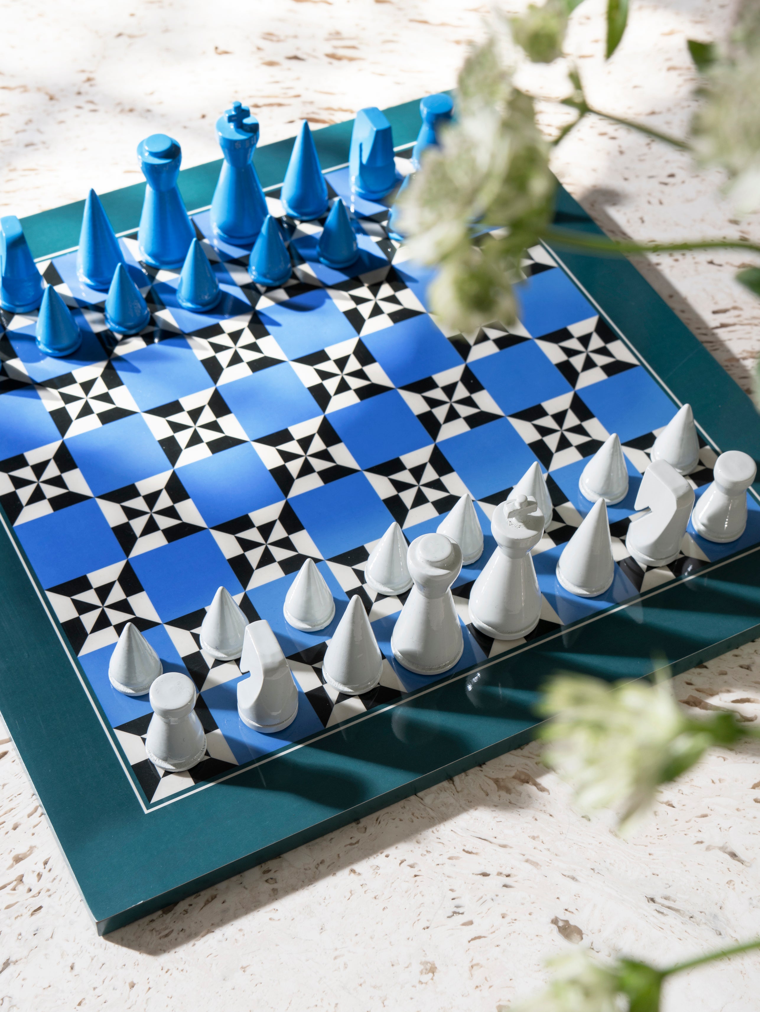 Lacquered Chess Set POSEIDON Blue